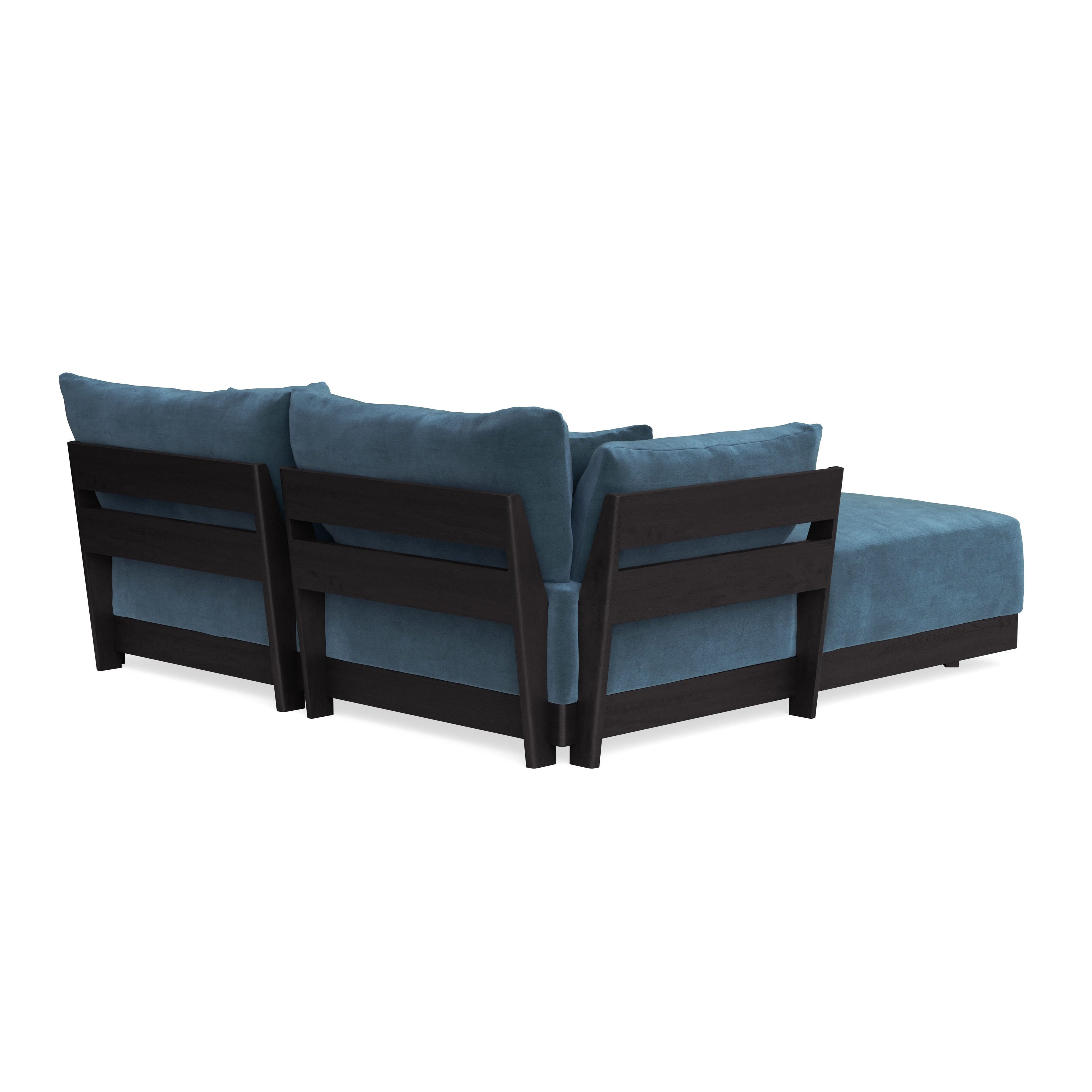 Modular Bondi Black 2-Seater Sectional in Oxford Blue | Memory Foam Blend