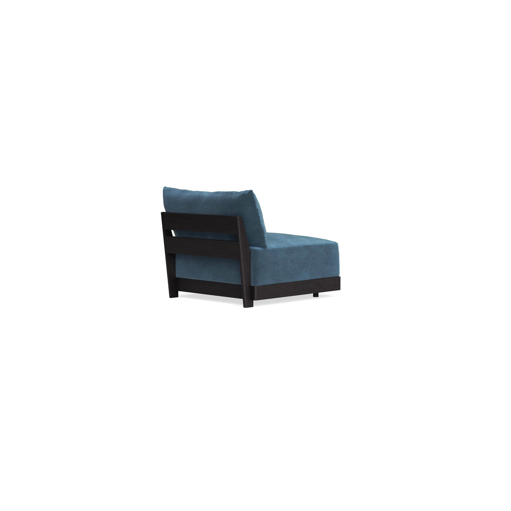 Modular Bondi Black Armless Chair in Oxford Blue | Memory Foam Blend