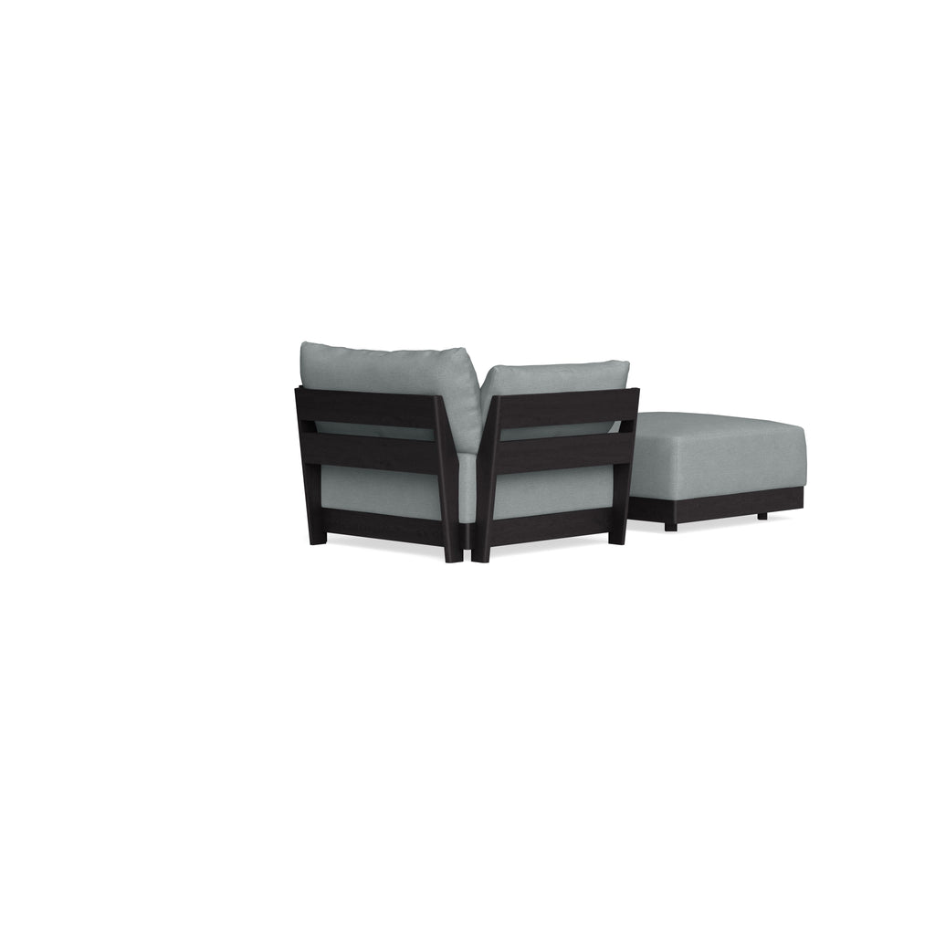 Modular Bondi Black Armchair + Ottoman in Light Steel | Memory Foam Blend
