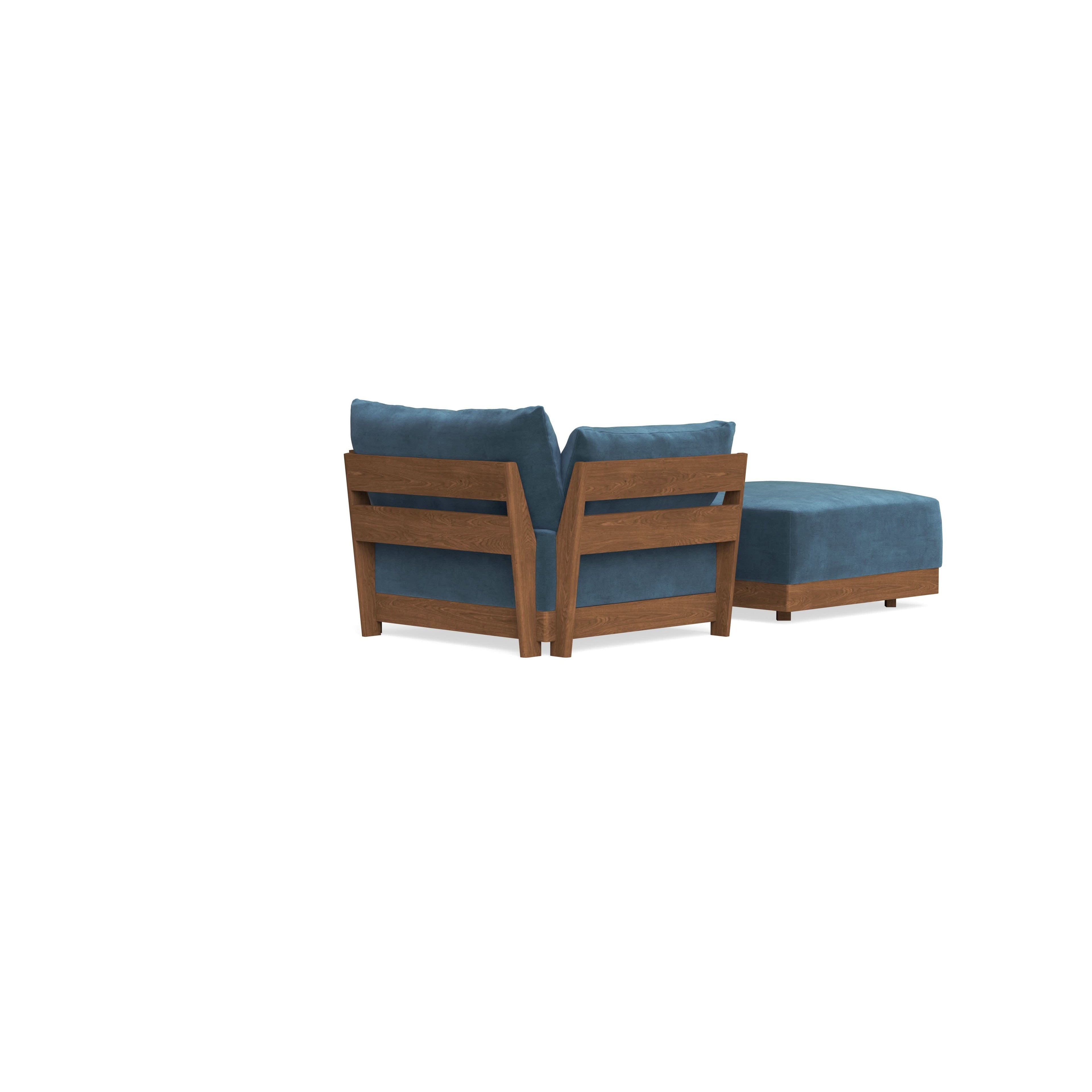Modular Bondi Espresso Armchair + Ottoman in Oxford Blue | Memory Foam Blend