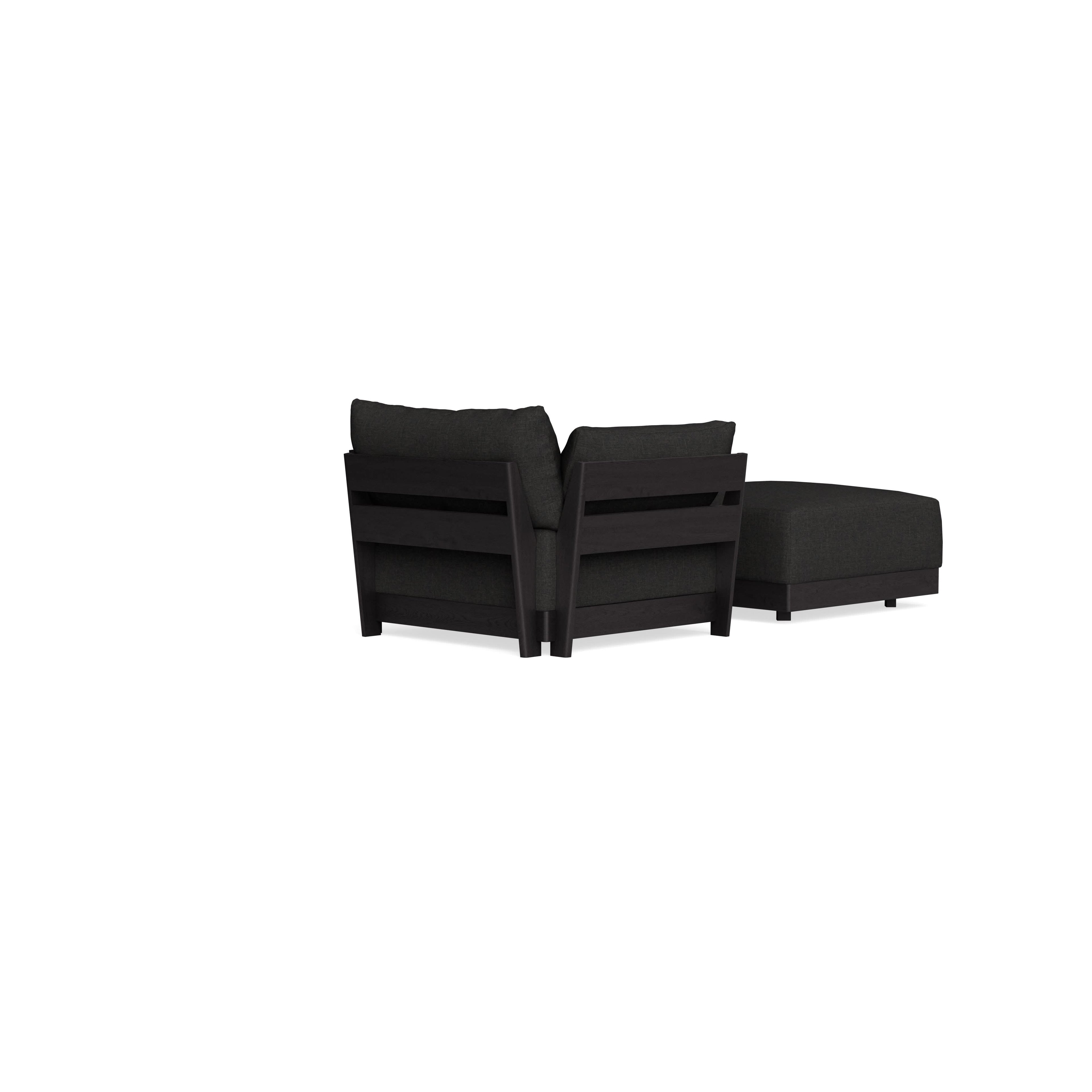 Modular Bondi Black Armchair + Ottoman in Peppercorn | Classic Blend