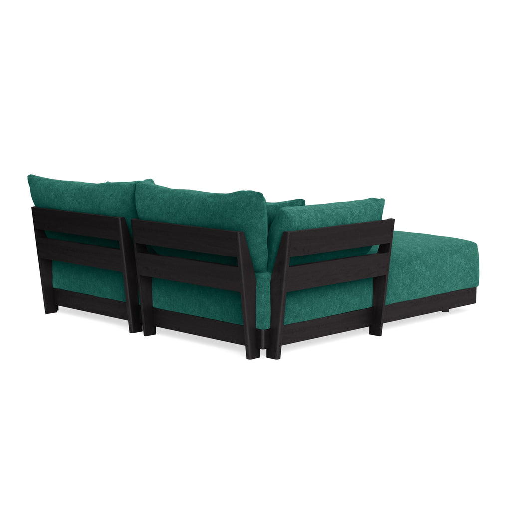 Modular Bondi Black 2-Seater Sectional in Jade Green | Classic Blend