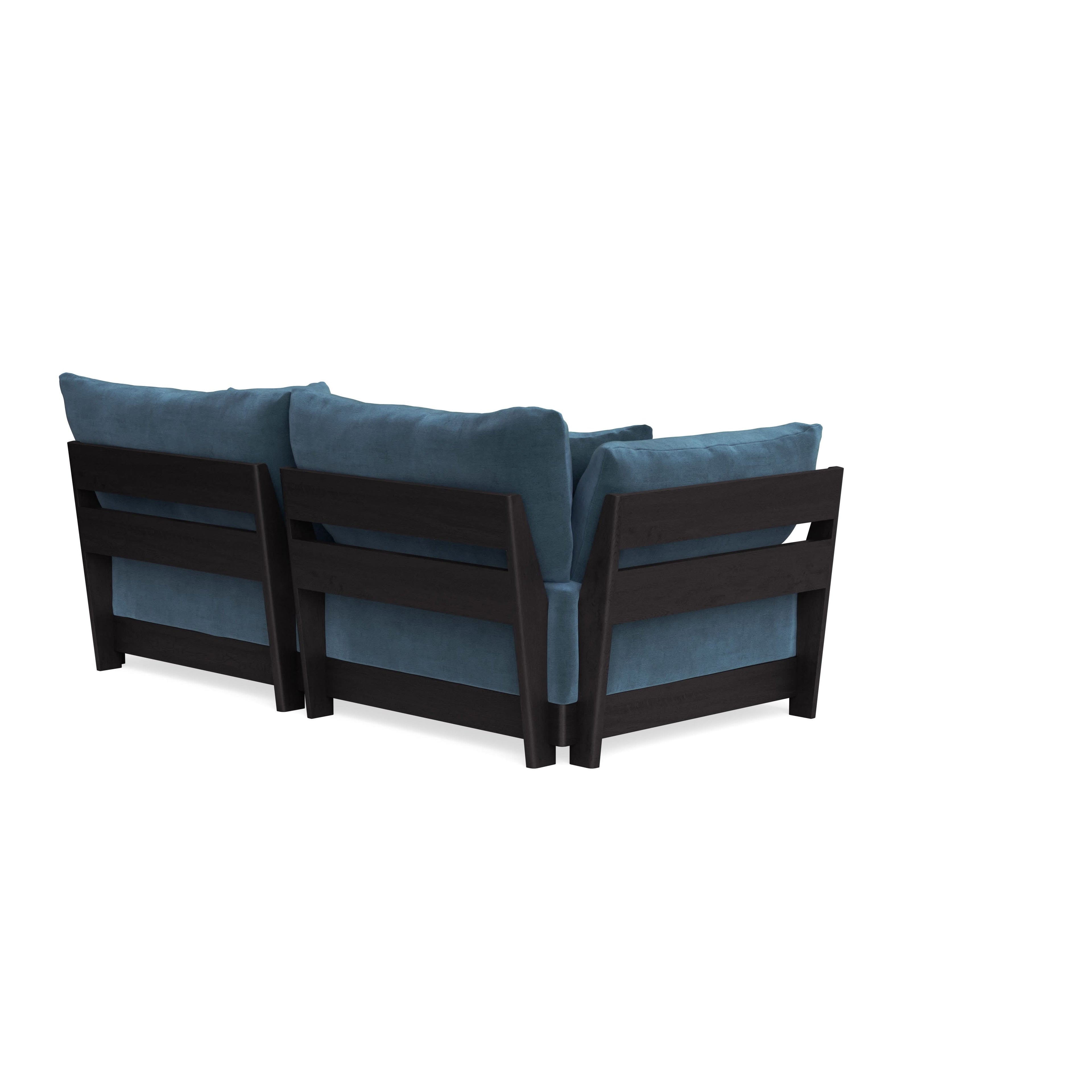 Modular Bondi Black 2-Seater Sofa in Oxford Blue | Classic Blend