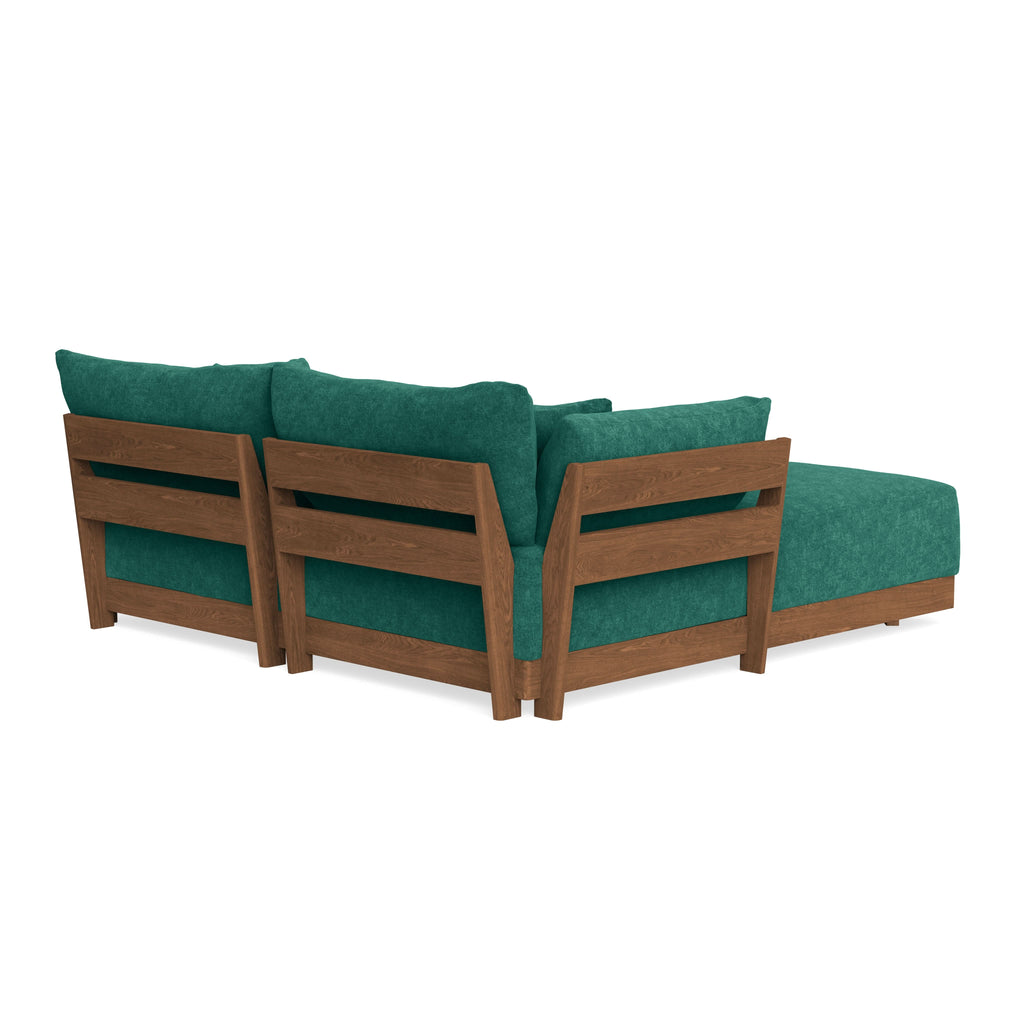 Modular Bondi Espresso 2-Seater Sectional in Jade Green | Memory Foam Blend