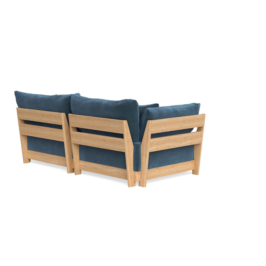 Modular Bondi Latte 2-Seater Sofa in Oxford Blue | Classic Blend