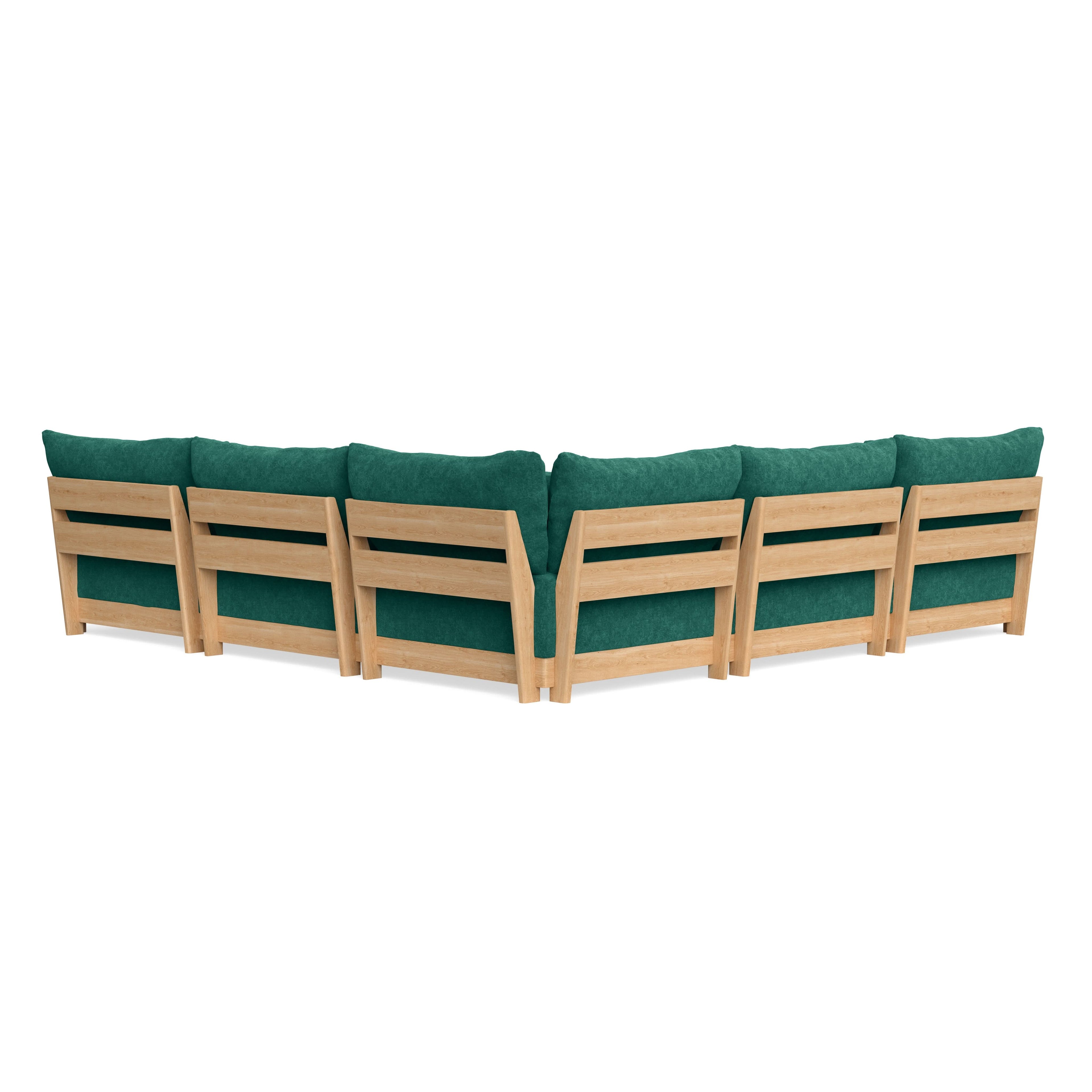 Modular Bondi Latte 5-Seater Corner Sectional + Ottoman in Jade Green | Classic Blend