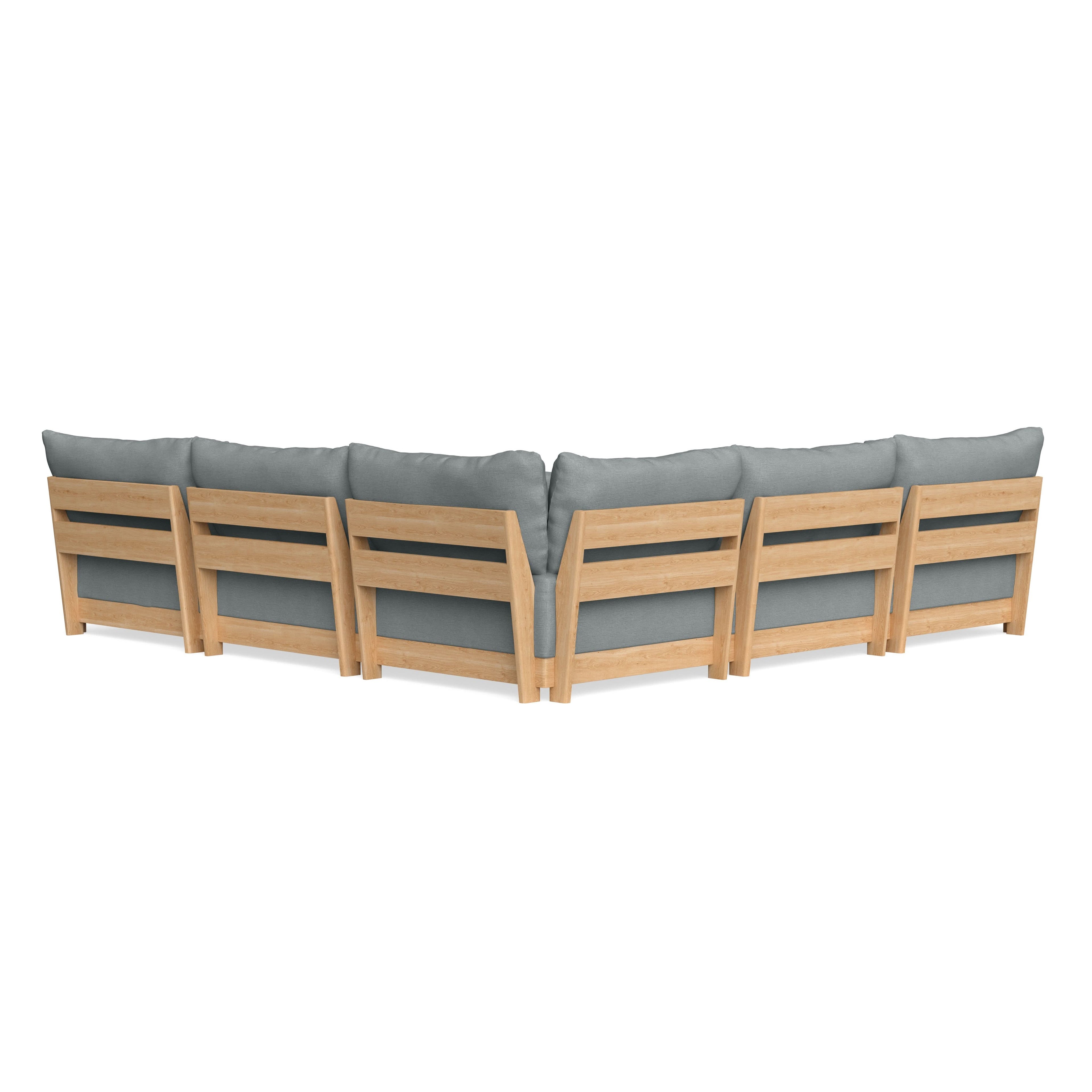 Modular Bondi Latte 5-Seater Corner Sectional + Ottoman in Light Steel | Classic Blend
