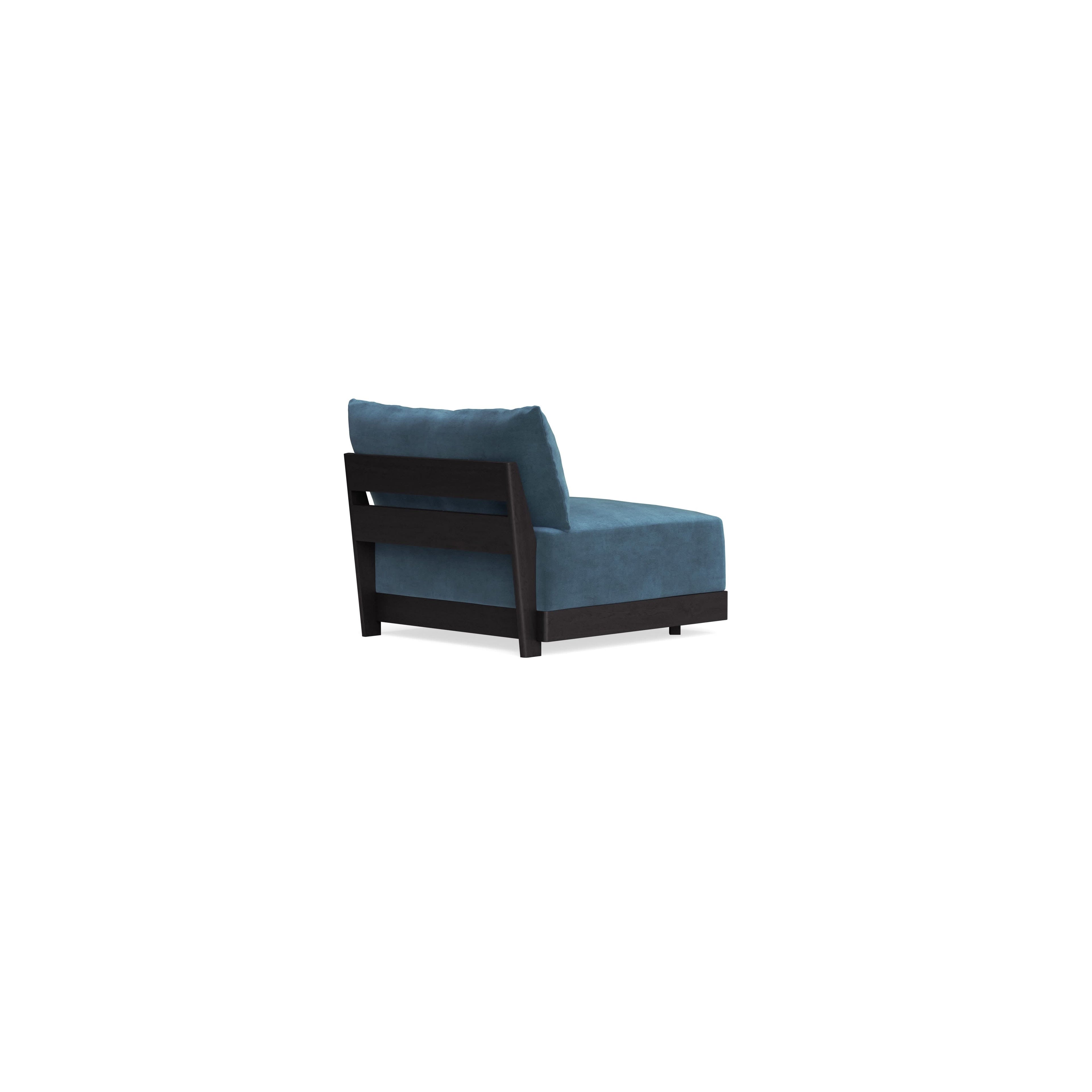 Modular Bondi Black Armless Chair in Oxford Blue | Classic Blend