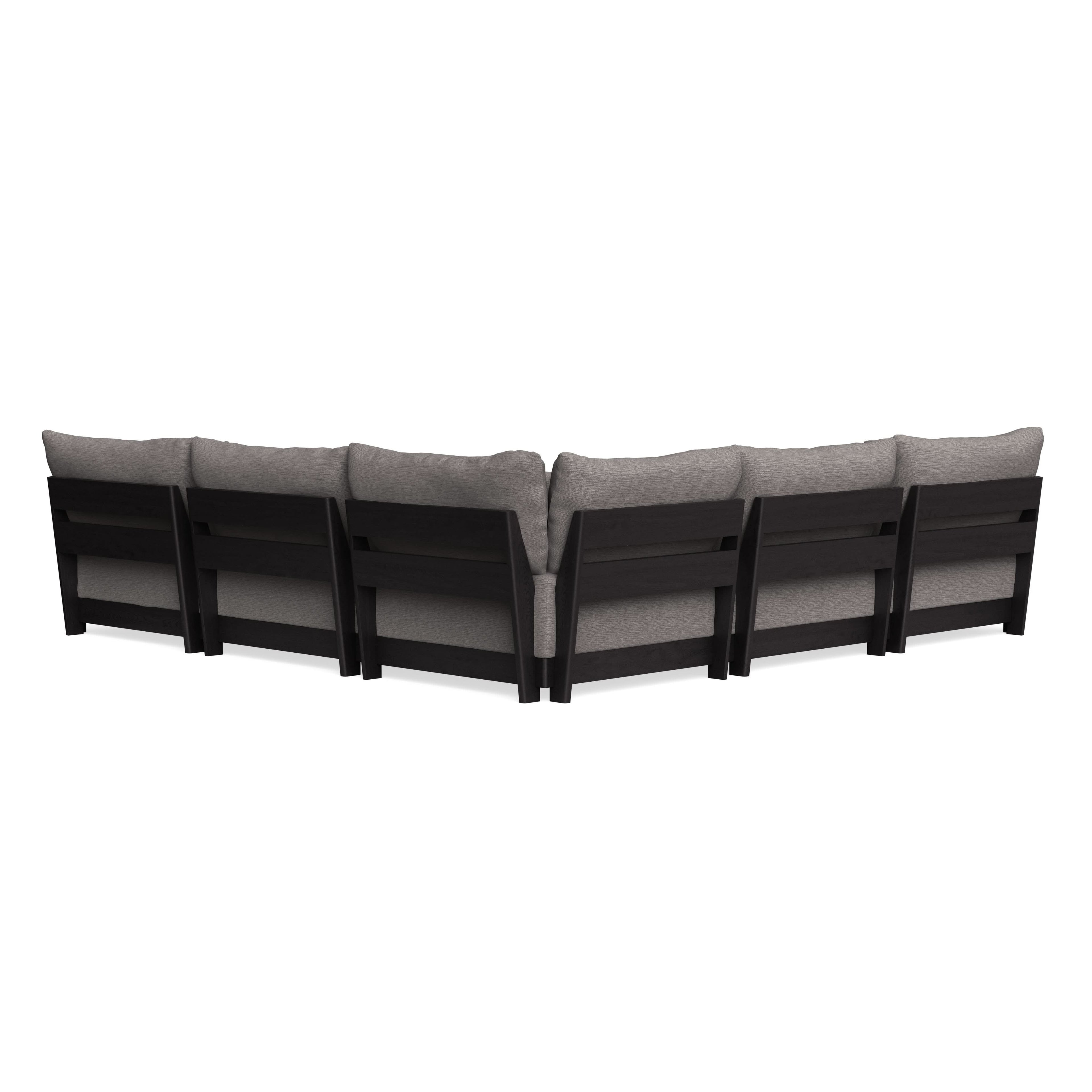 Modular Bondi Black 5-Seater Corner Sectional + Ottoman in Cement | Classic Blend