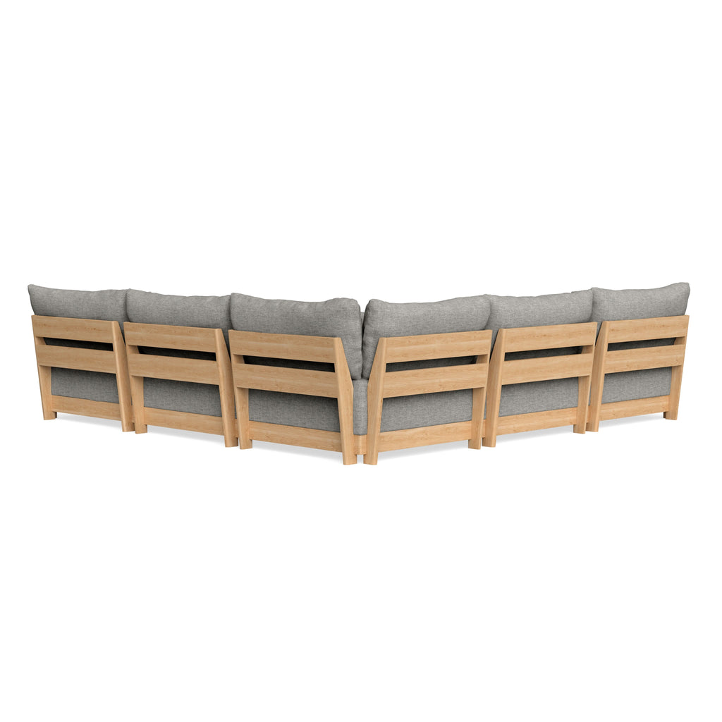Modular Bondi Latte 5-Seater Corner Sectional + Ottoman in Fog | Classic Blend