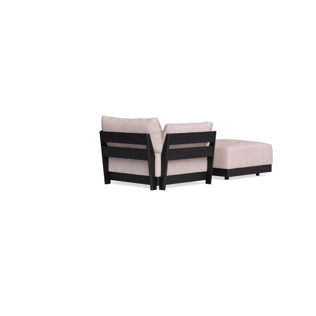 Modular Bondi Black Armchair + Ottoman in Blush | Classic Blend