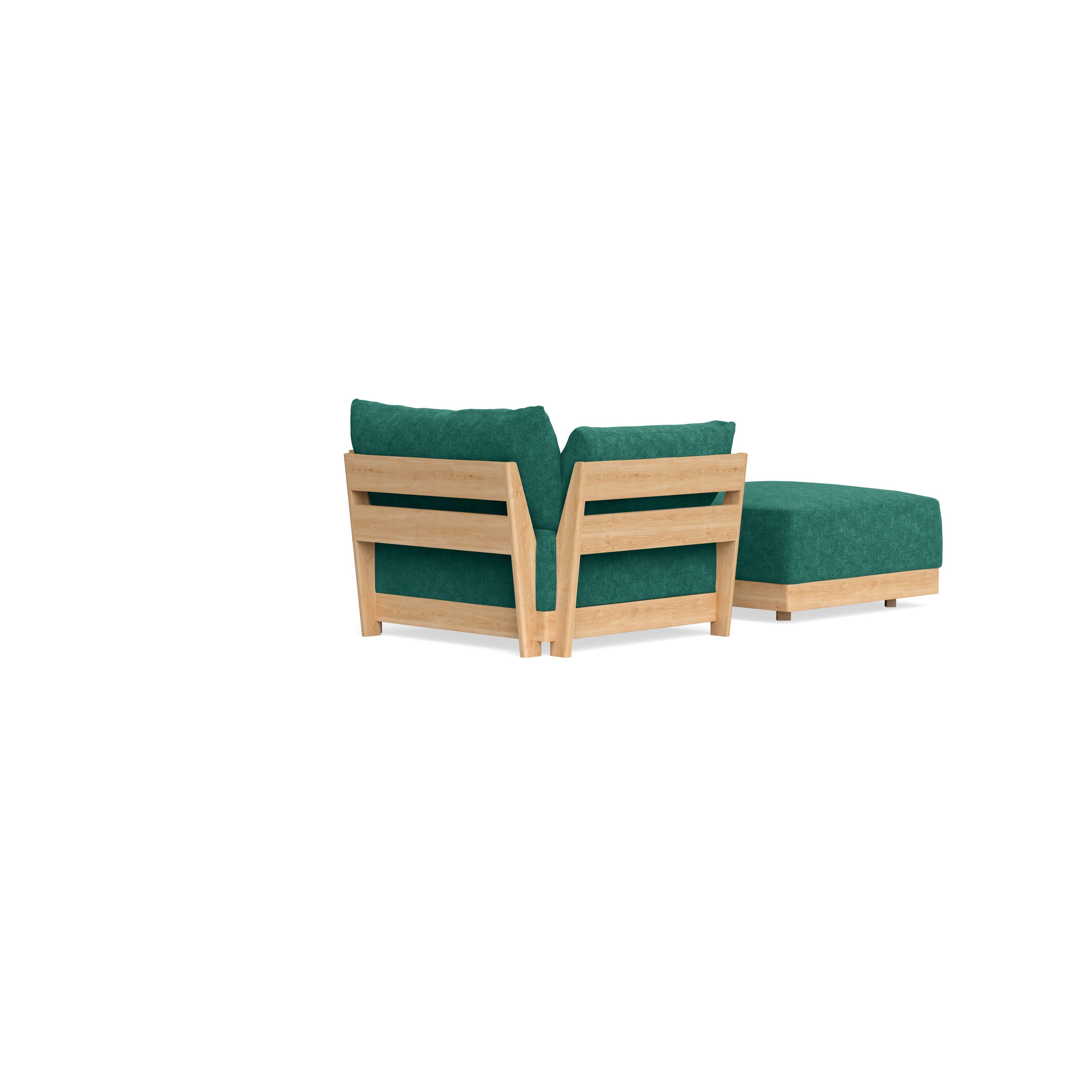 Modular Bondi Latte Armchair + Ottoman in Jade Green | Memory Foam Blend