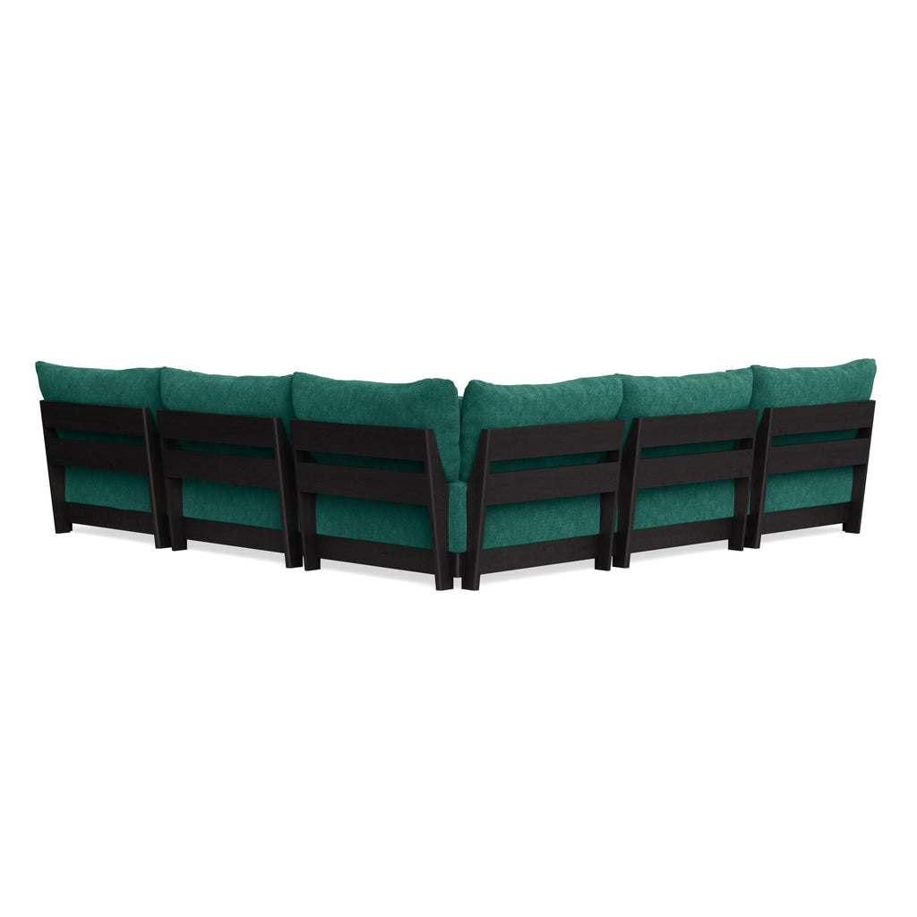 Modular Bondi Black 5-Seater Corner Sectional in Jade Green | Memory Foam Blend