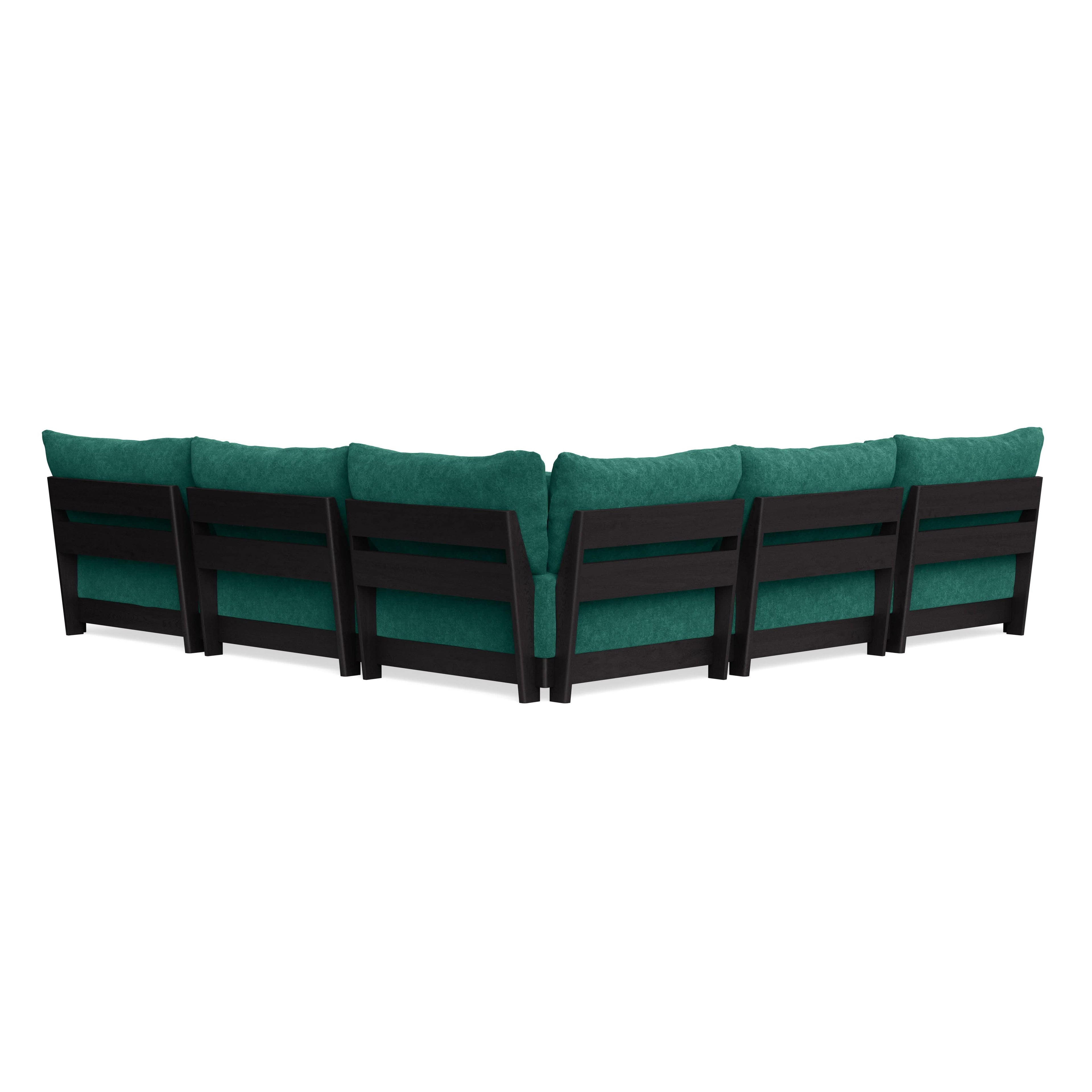 Modular Bondi Black 5-Seater Corner Sectional in Jade Green | Memory Foam Blend