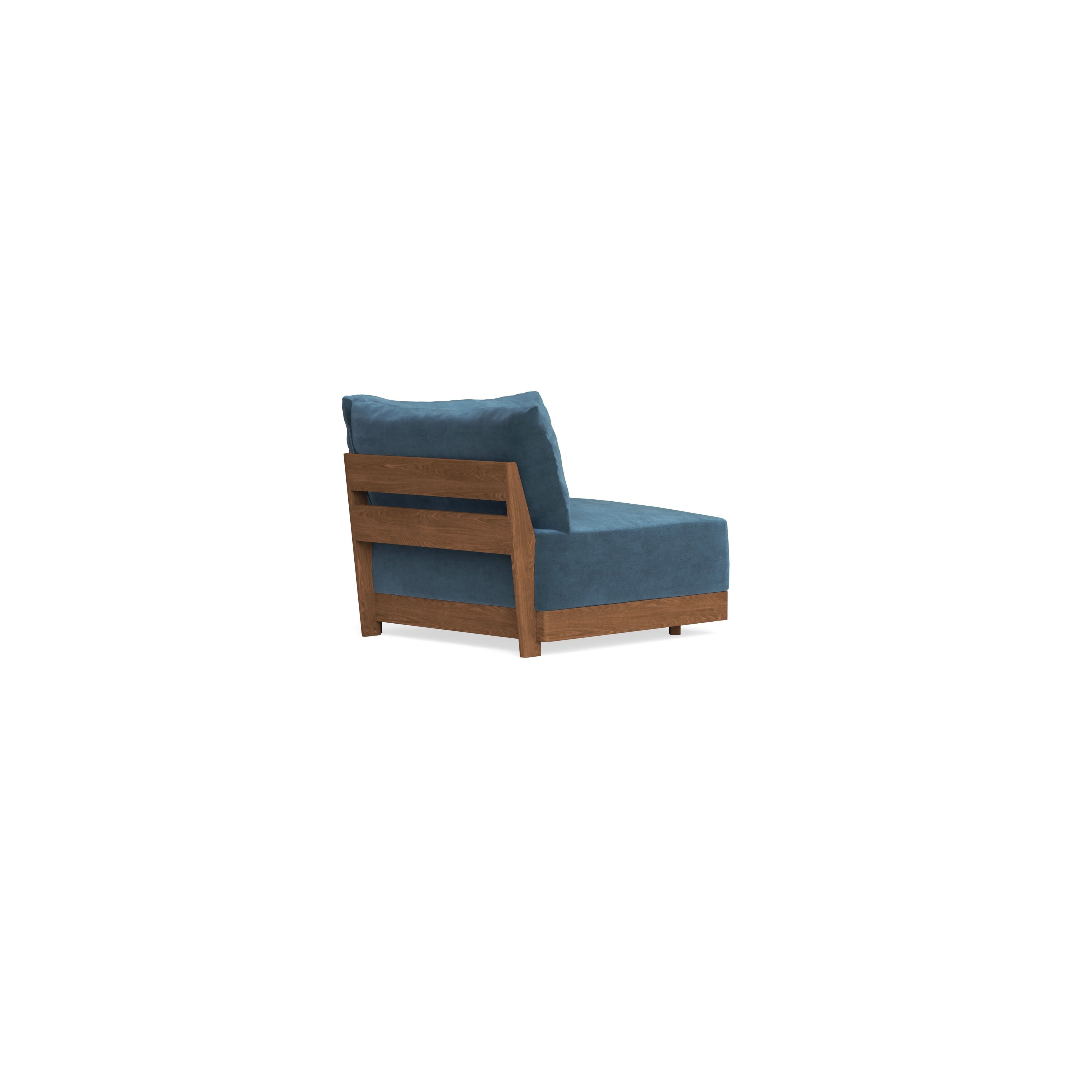 Modular Bondi Espresso Corner Chair in Oxford Blue | Classic Blend