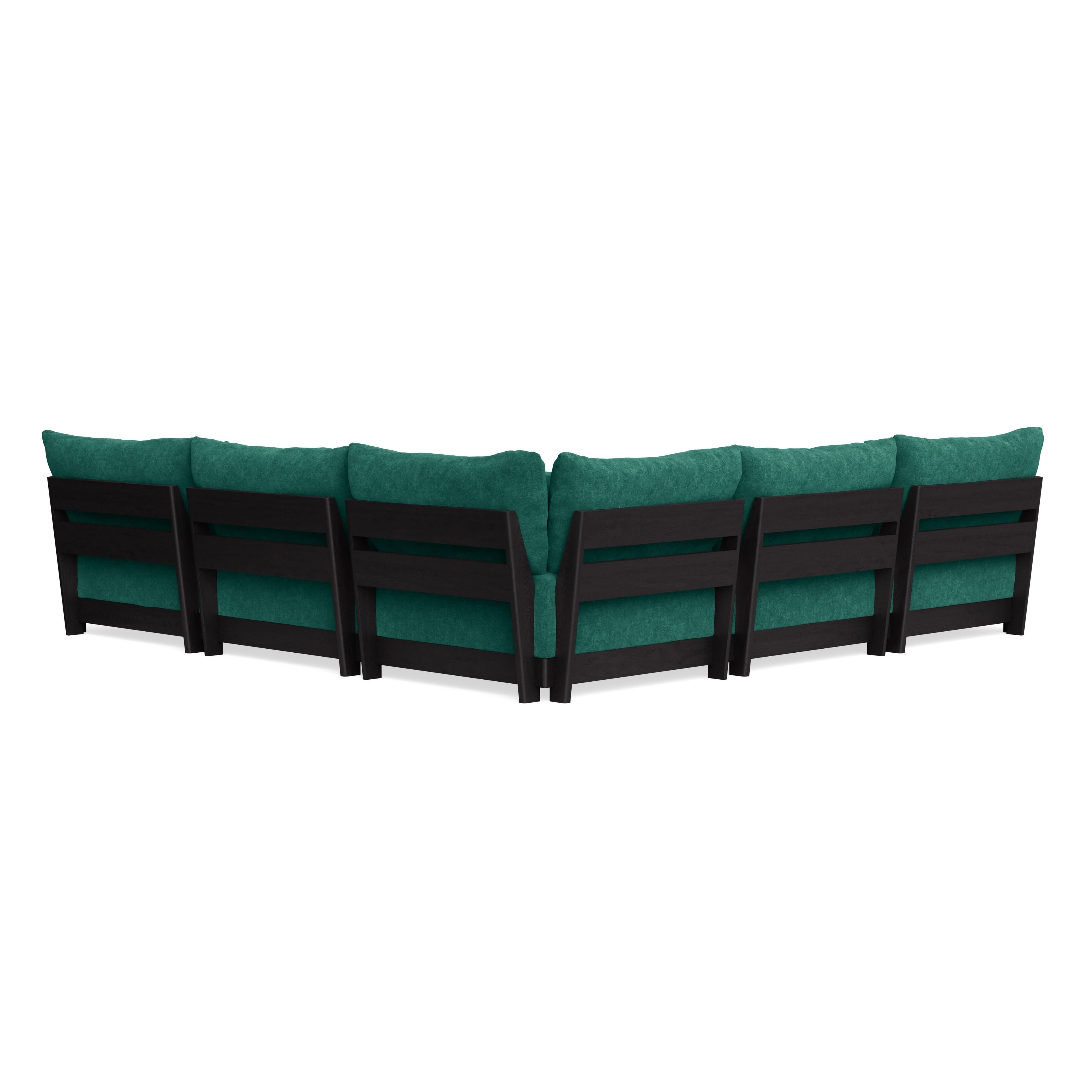 Modular Bondi Black 5-Seater Corner Sectional + Ottoman in Jade Green | Memory Foam Blend