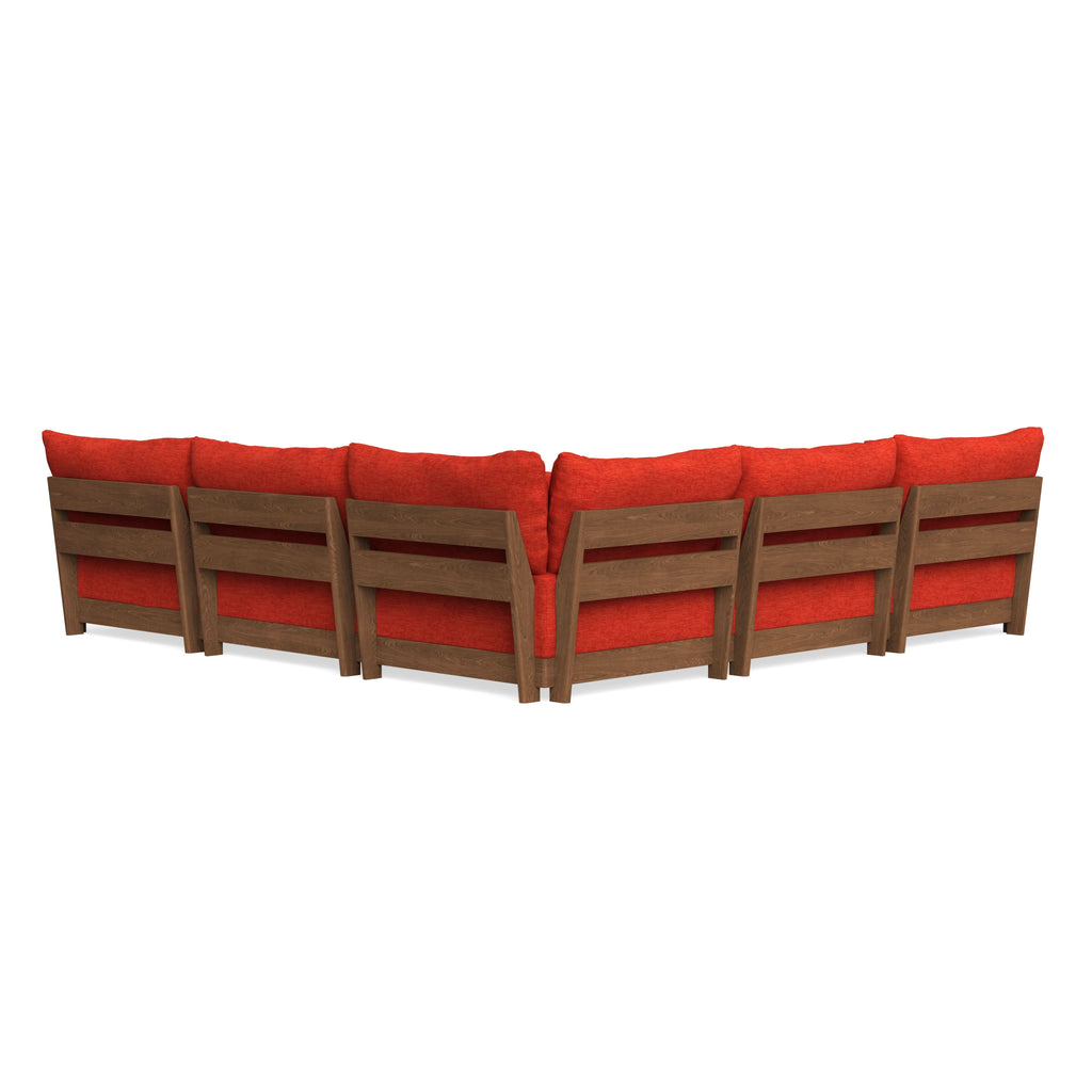 Modular Bondi Espresso 5-Seater Corner Sectional in Poppy Orange | Memory Foam Blend