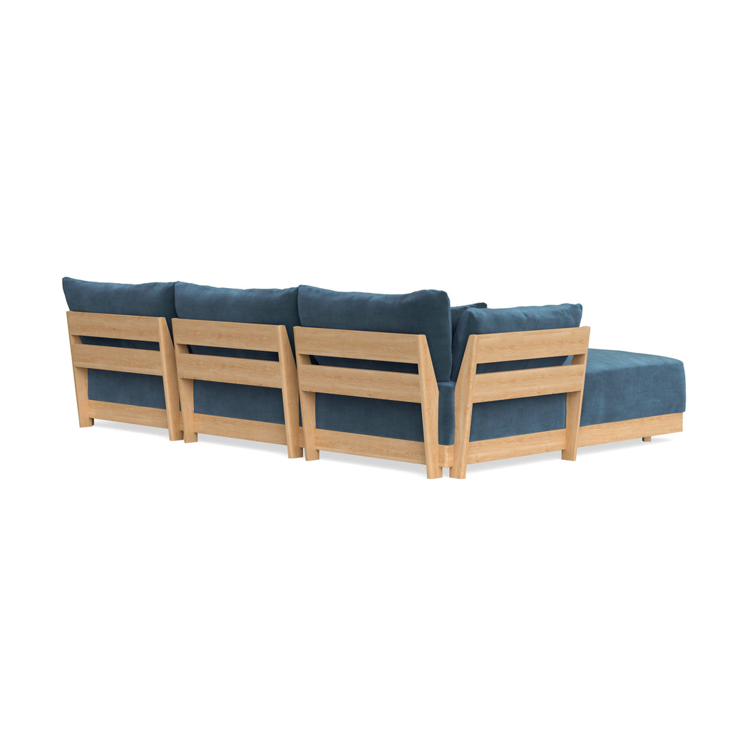 Modular Bondi Latte 3-Seater Daybed Sofa Sectional in Oxford Blue | Classic Blend