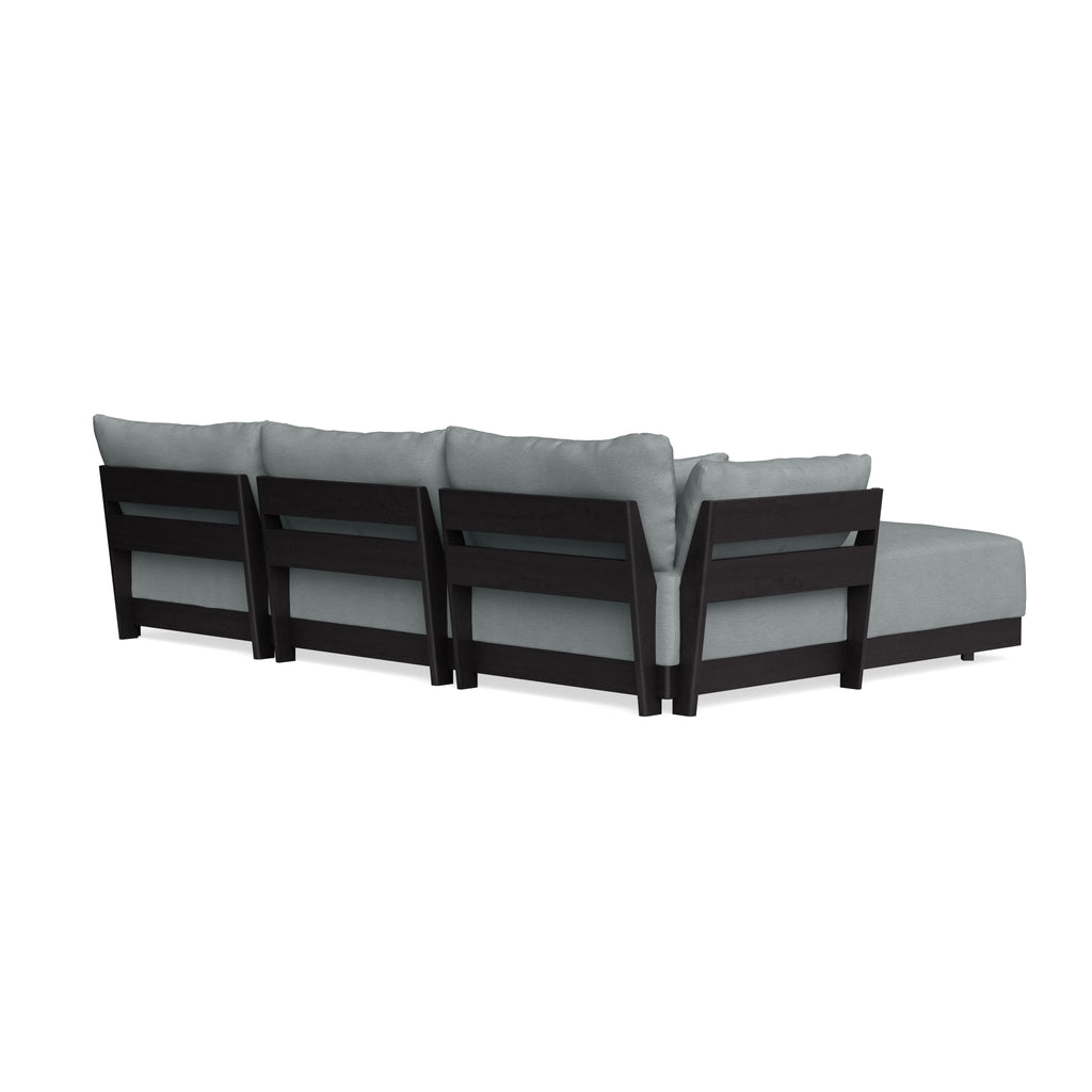 Modular Bondi Black 3-Seater Daybed Sofa Sectional in Light Steel | Memory Foam Blend