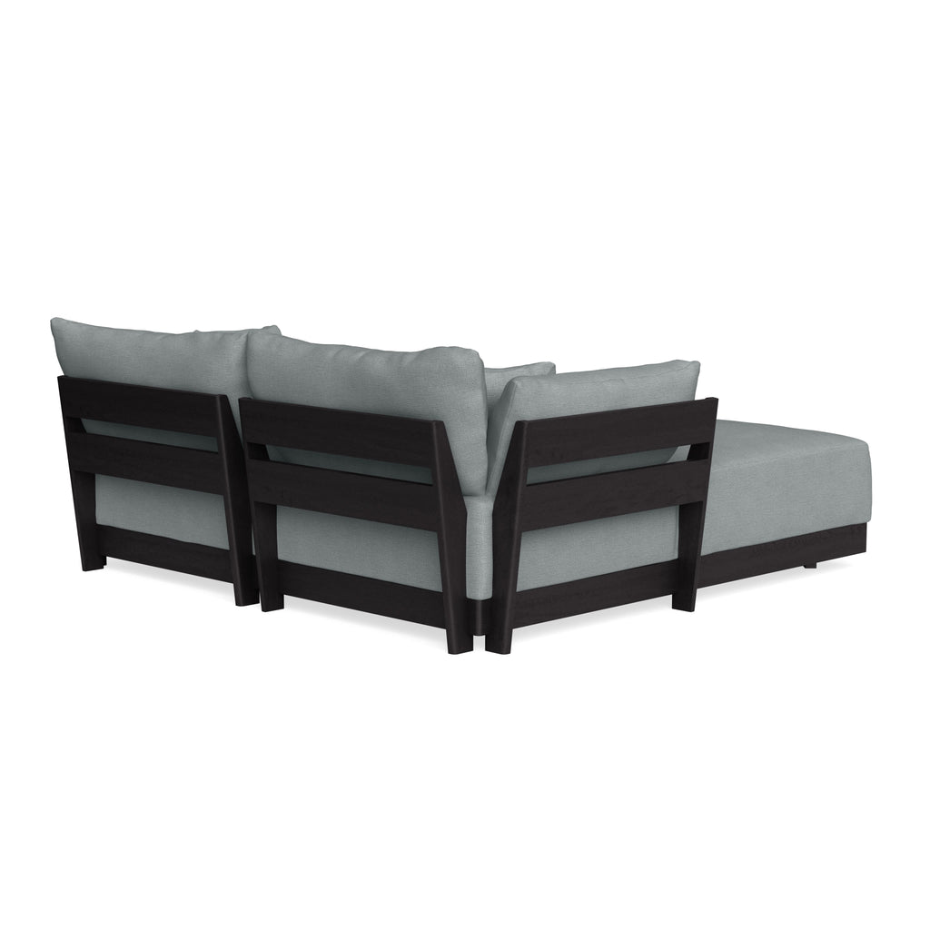 Modular Bondi Black 2-Seater Sectional in Light Steel | Memory Foam Blend