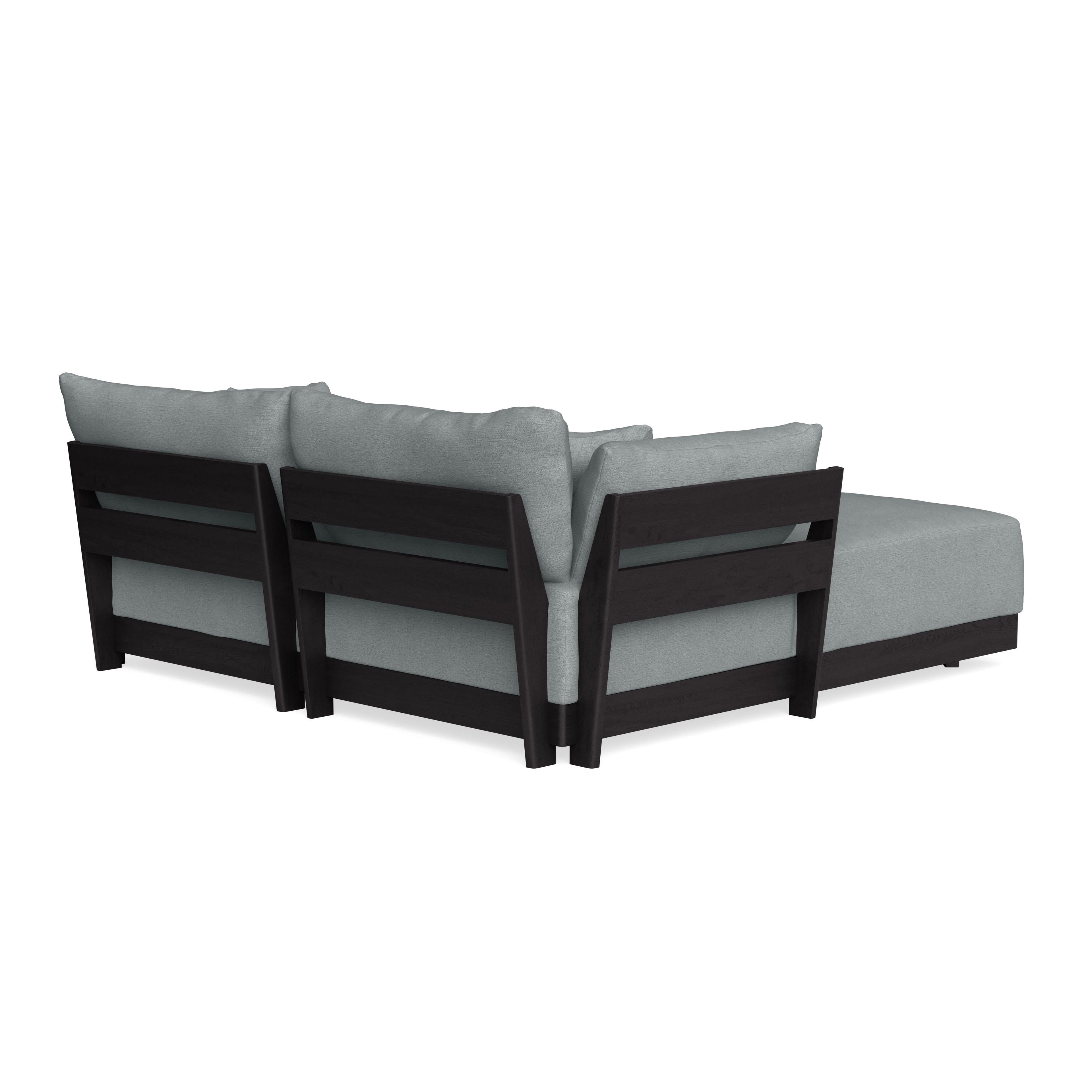 Modular Bondi Black 2-Seater Sectional in Light Steel | Memory Foam Blend
