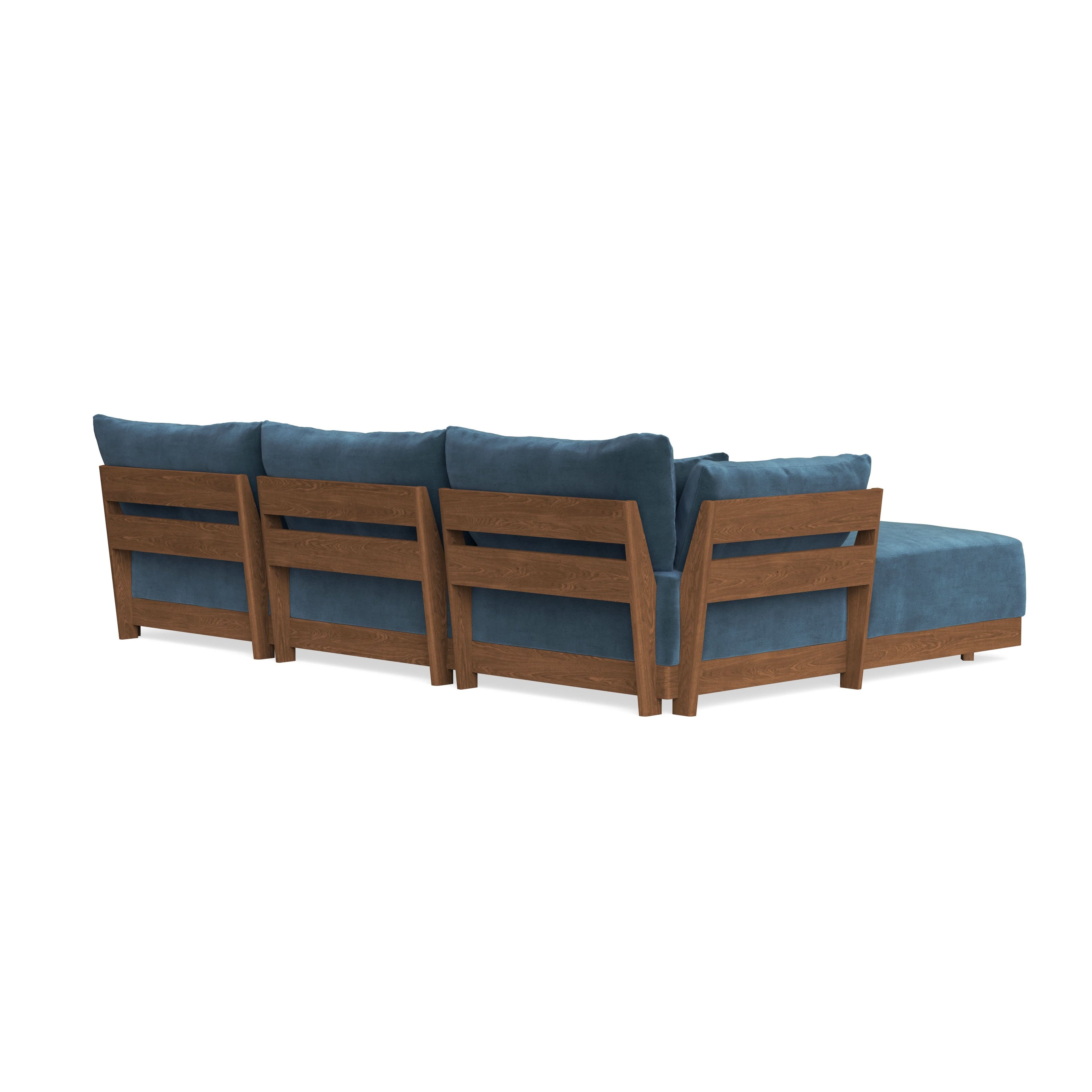 Modular Bondi Espresso 3-Seater Sectional in Oxford Blue | Memory Foam Blend