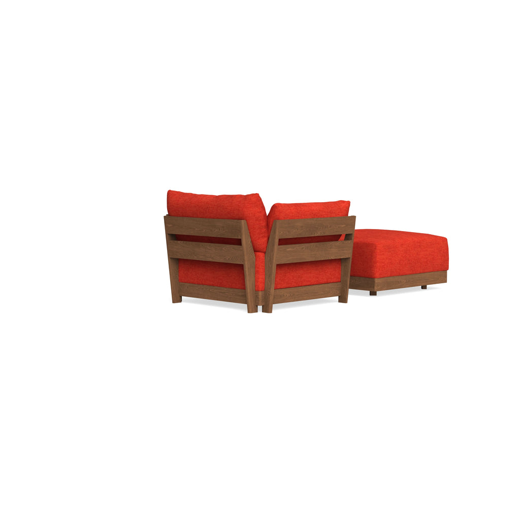Modular Bondi Espresso Armchair + Ottoman in Poppy Orange | Memory Foam Blend