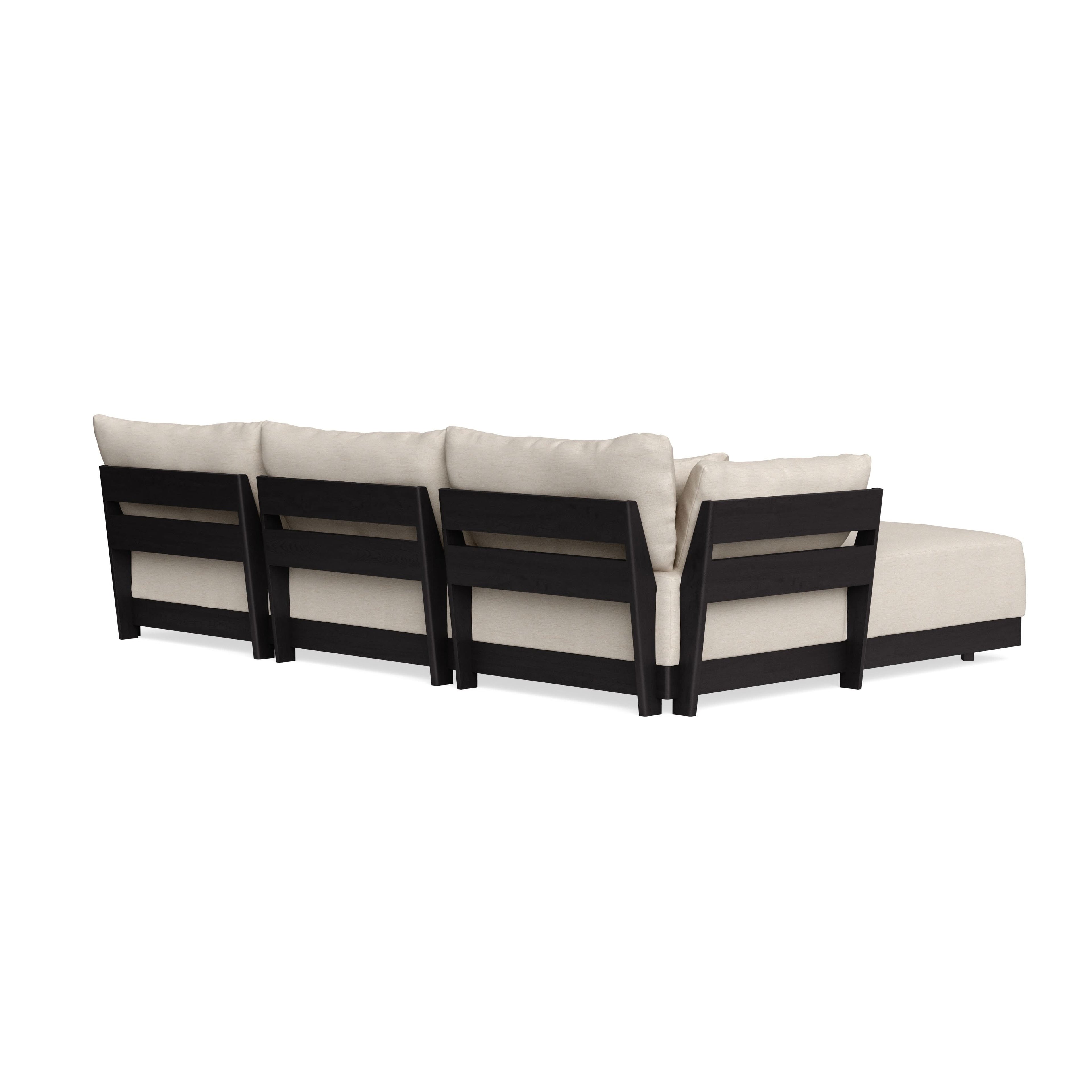Modular Bondi Black 3-Seater U-Sectional in Seashell | Memory Foam Blend