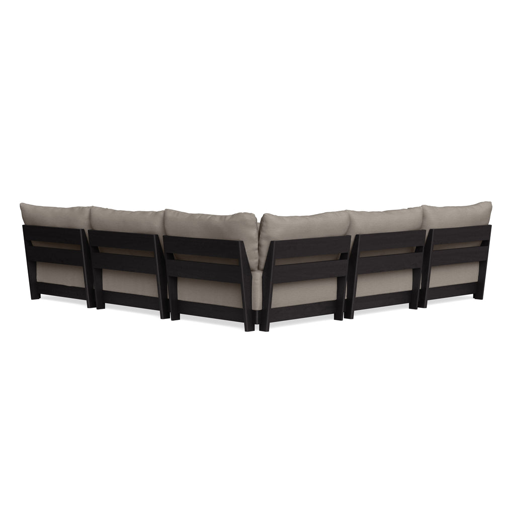 Modular Bondi Black 5-Seater Corner Sectional + Ottoman in Cinder Gray | Classic Blend