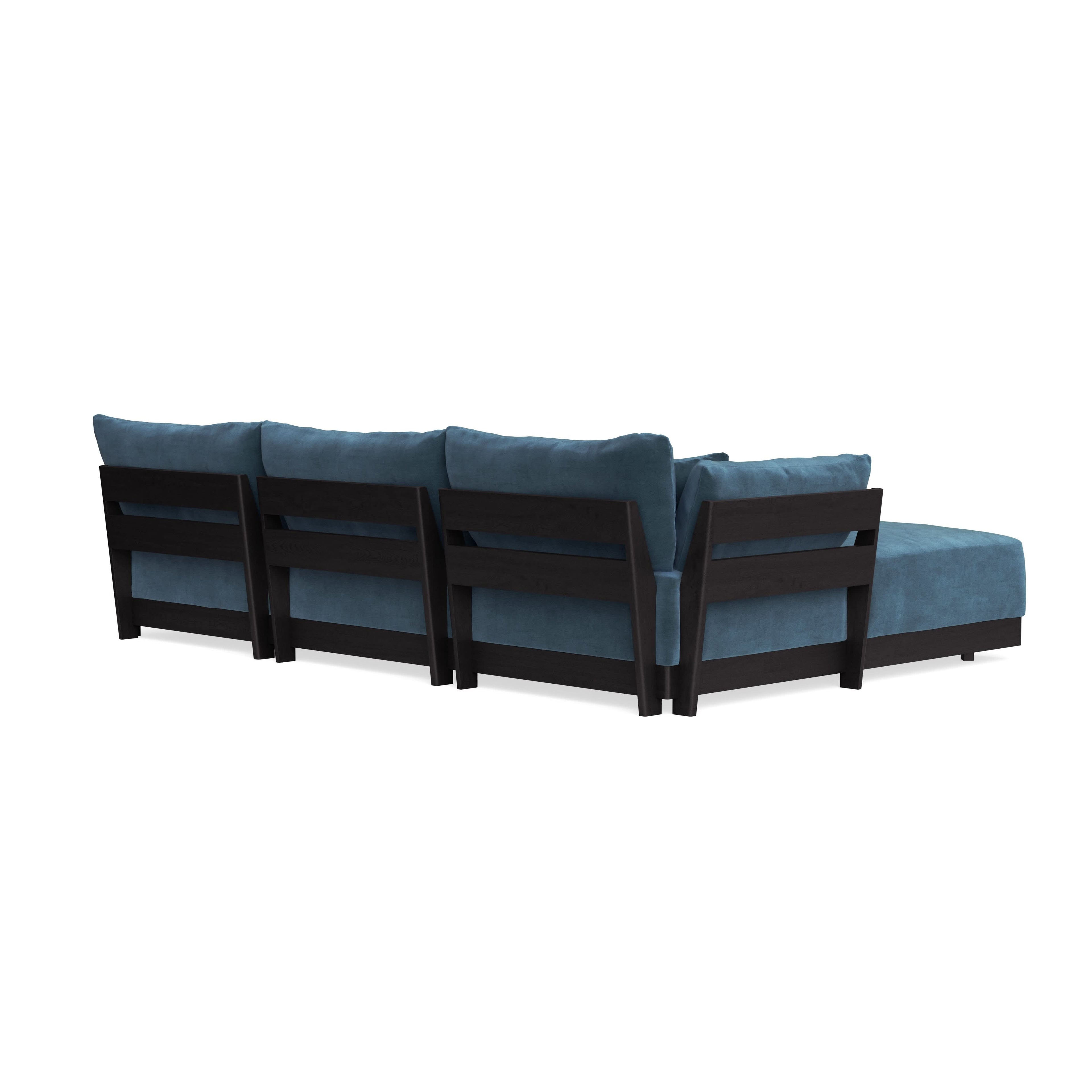 Modular Bondi Black 3-Seater U-Sectional in Oxford Blue | Classic Blend