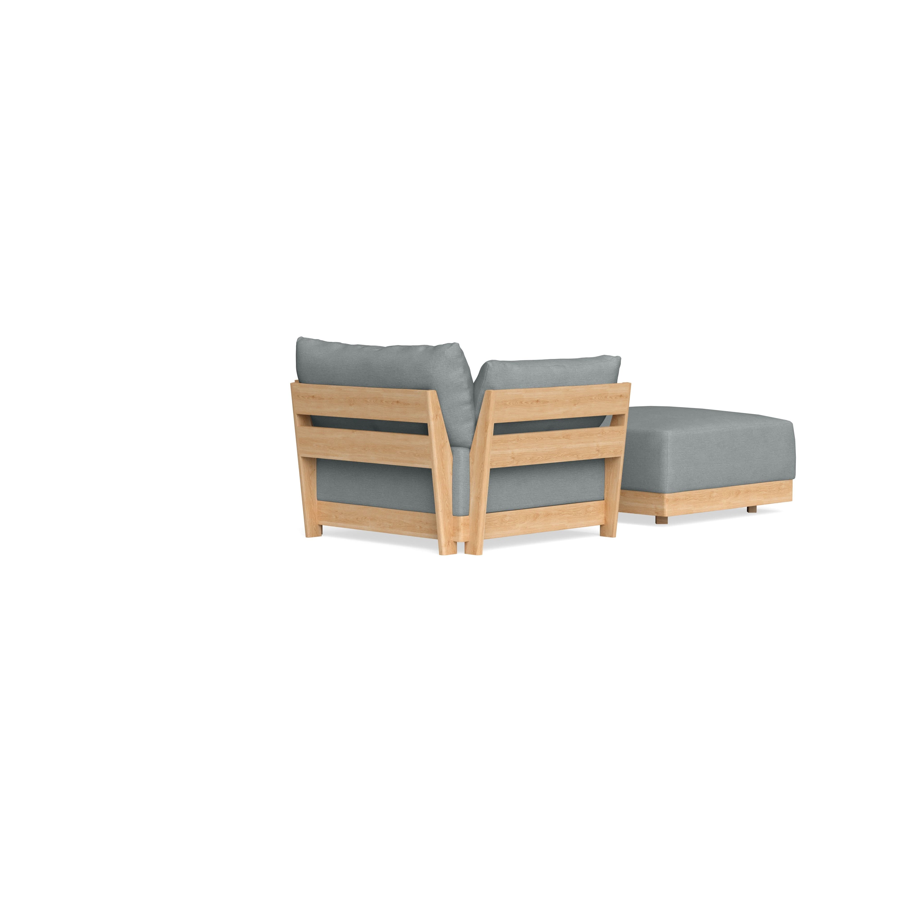Modular Bondi Latte Armchair + Ottoman in Light Steel | Classic Blend