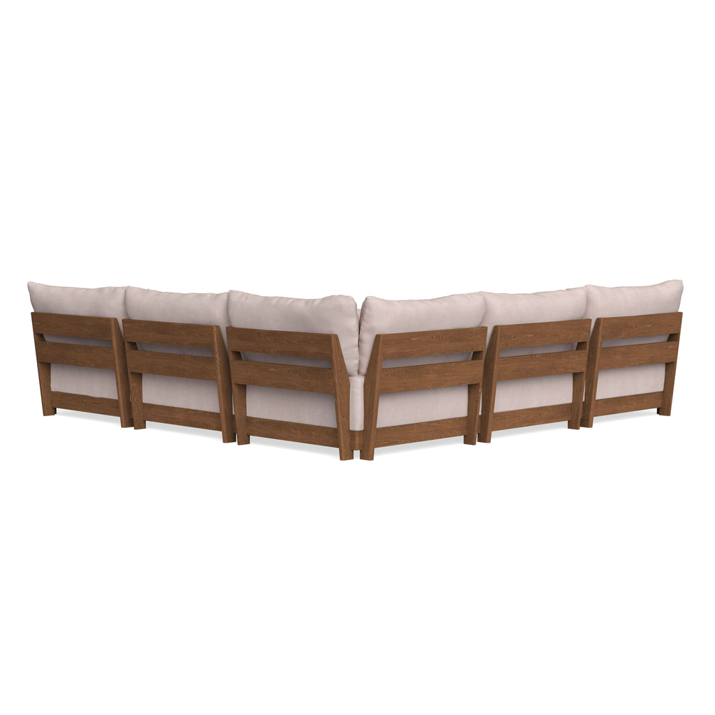 Modular Bondi Espresso 5-Seater Corner Sectional + Ottoman in Blush | Memory Foam Blend