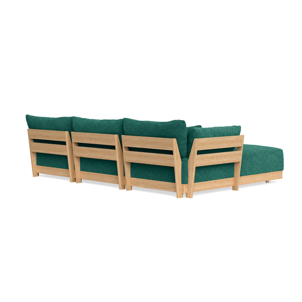Modular Bondi Latte 3-Seater Daybed Sofa Sectional in Jade Green | Memory Foam Blend