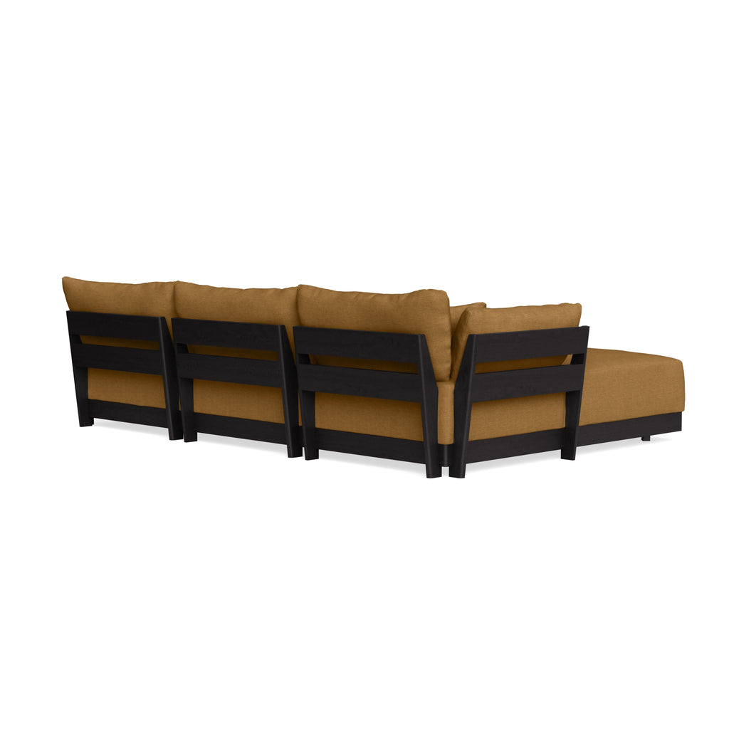 Modular Bondi Black 3-Seater Daybed Sofa Sectional in Dijon | Classic Blend