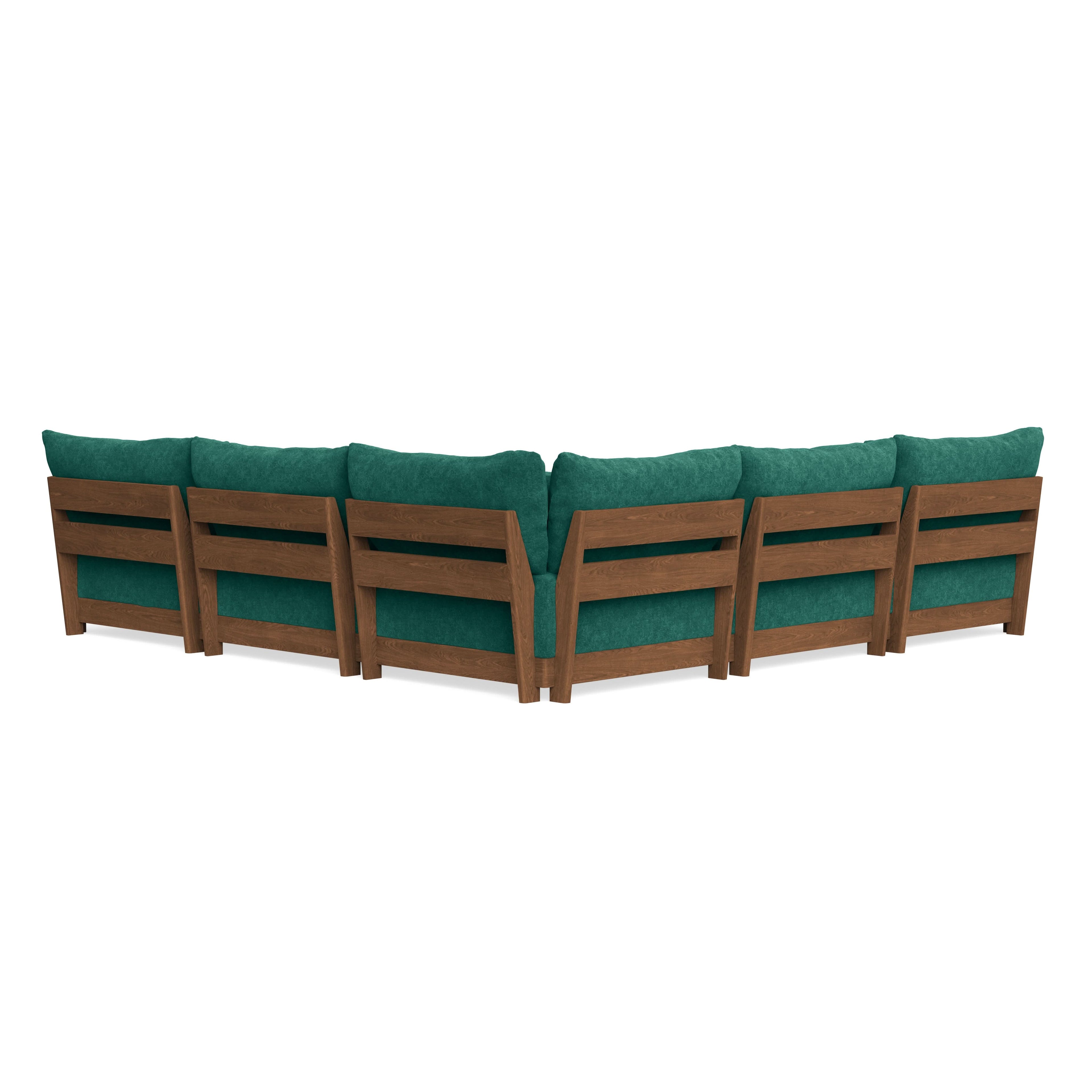 Modular Bondi Espresso 5-Seater Corner Sectional + Ottoman in Jade Green | Memory Foam Blend