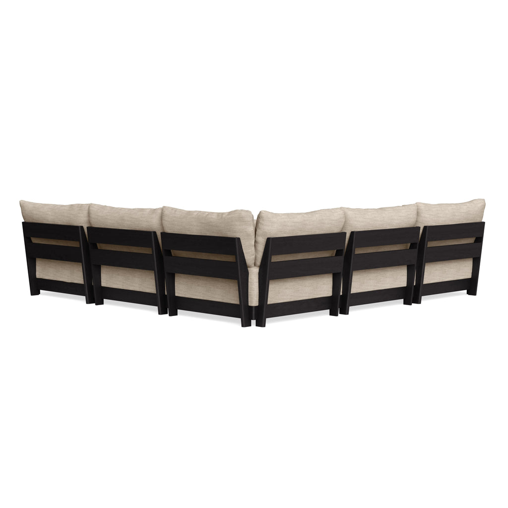 Modular Bondi Black 5-Seater Corner Sectional + Ottoman in Wheat | Memory Foam Blend