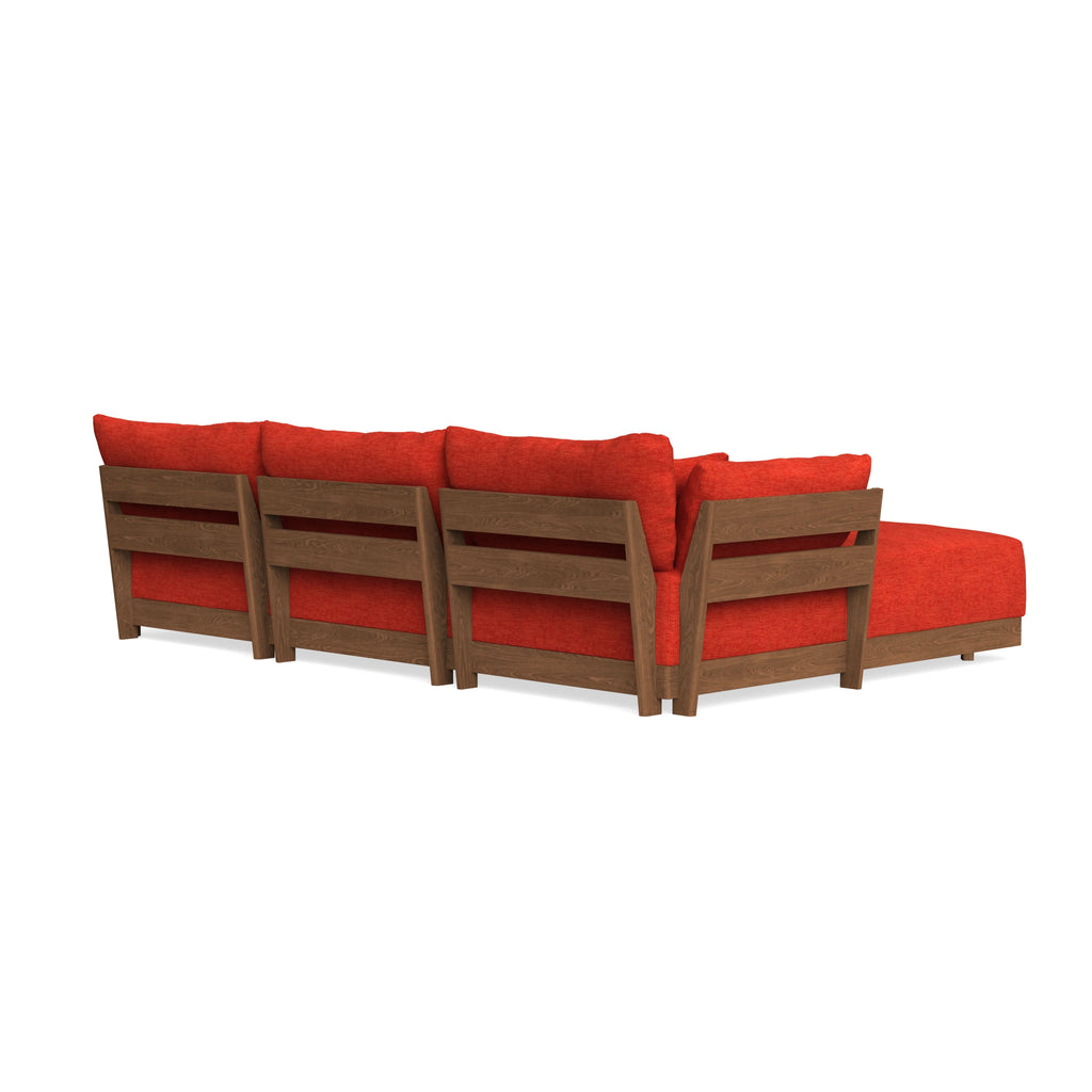 Modular Bondi Espresso 3-Seater Daybed Sofa Sectional in Poppy Orange | Memory Foam Blend