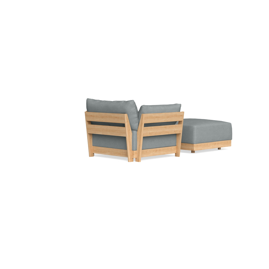 Modular Bondi Latte Armchair + Ottoman in Light Steel | Memory Foam Blend