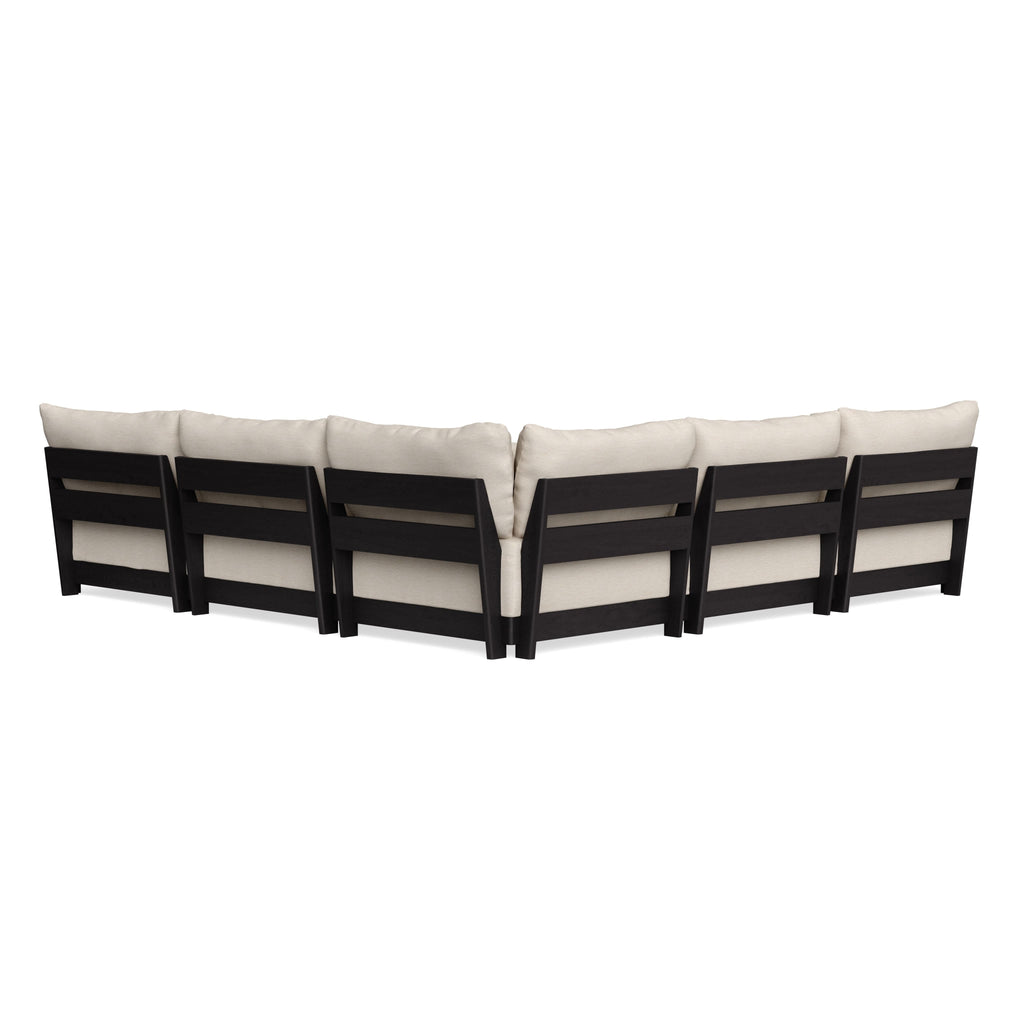 Modular Bondi Black 5-Seater Corner Sectional + Ottoman in Seashell | Classic Blend