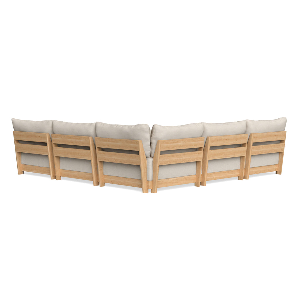 Modular Bondi Latte 5-Seater Corner Sectional + Ottoman in Seashell | Classic Blend