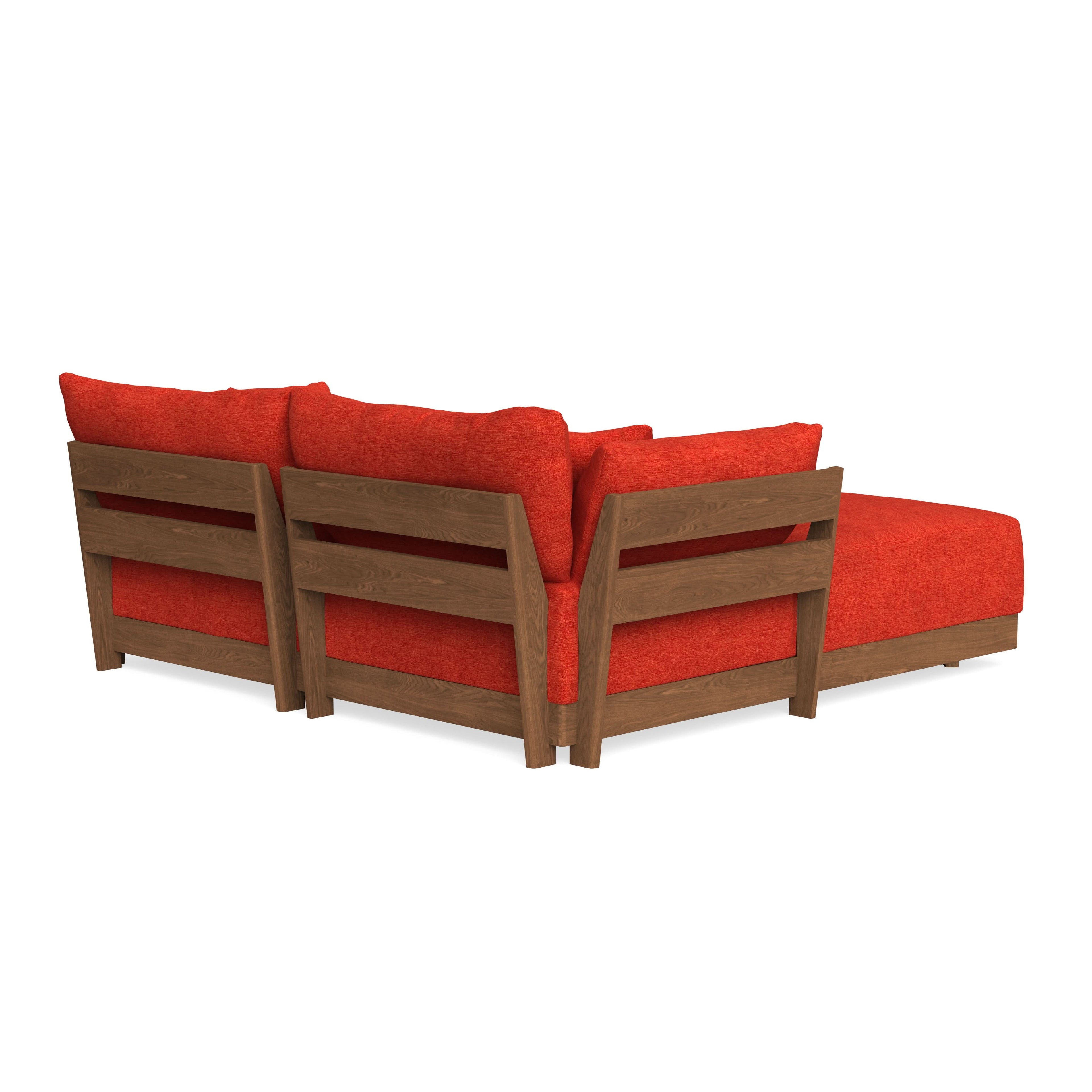 Modular Bondi Espresso 2-Seater Sectional in Poppy Orange | Memory Foam Blend