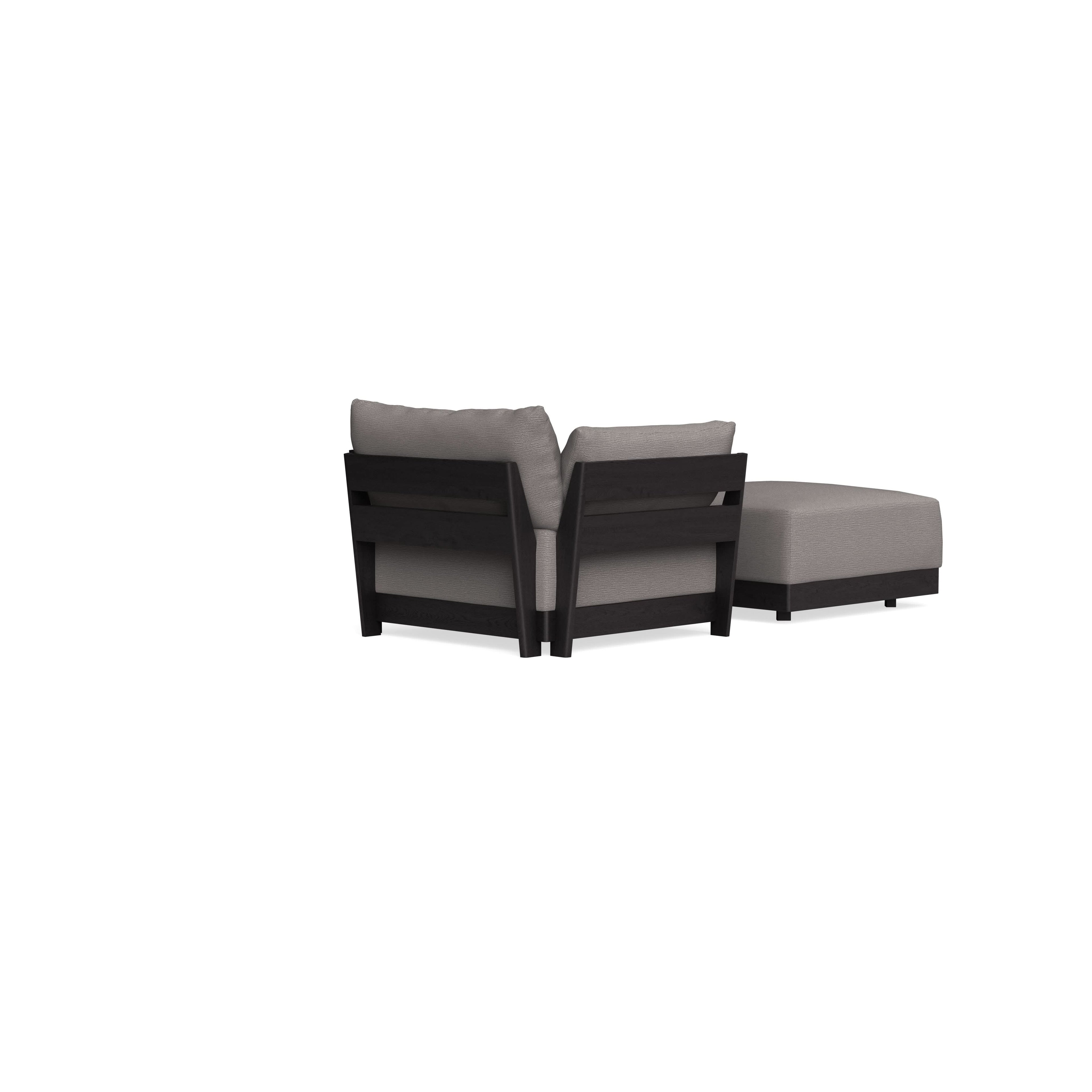 Modular Bondi Black Armchair + Ottoman in Cement | Memory Foam Blend