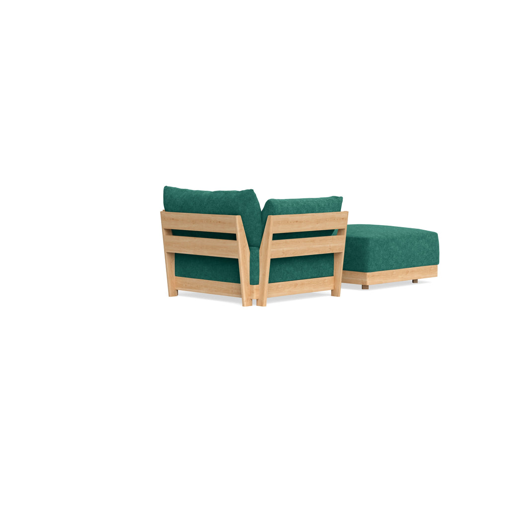 Modular Bondi Latte Armchair + Ottoman in Jade Green | Classic Blend