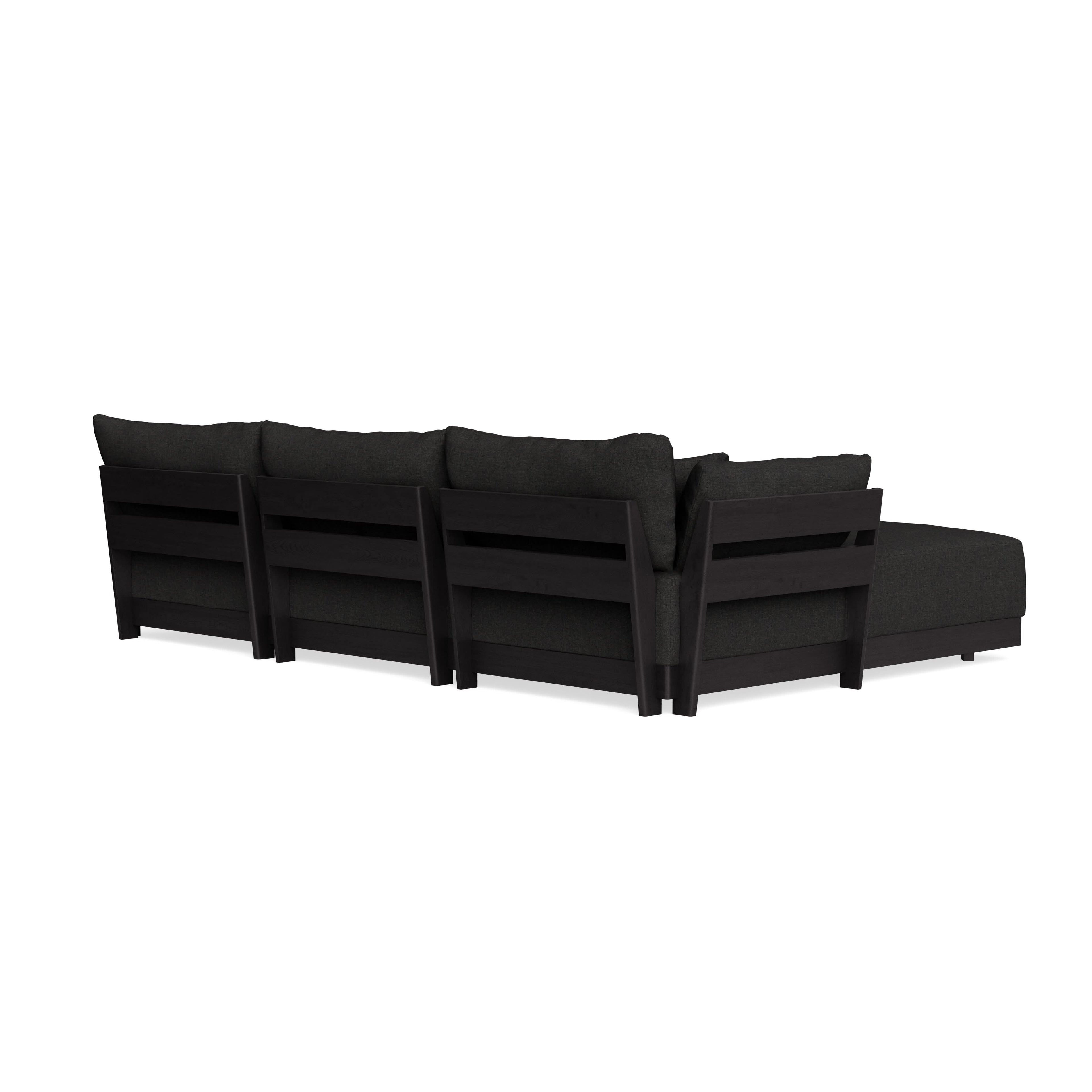 Modular Bondi Black 3-Seater Daybed Sofa Sectional in Peppercorn | Classic Blend