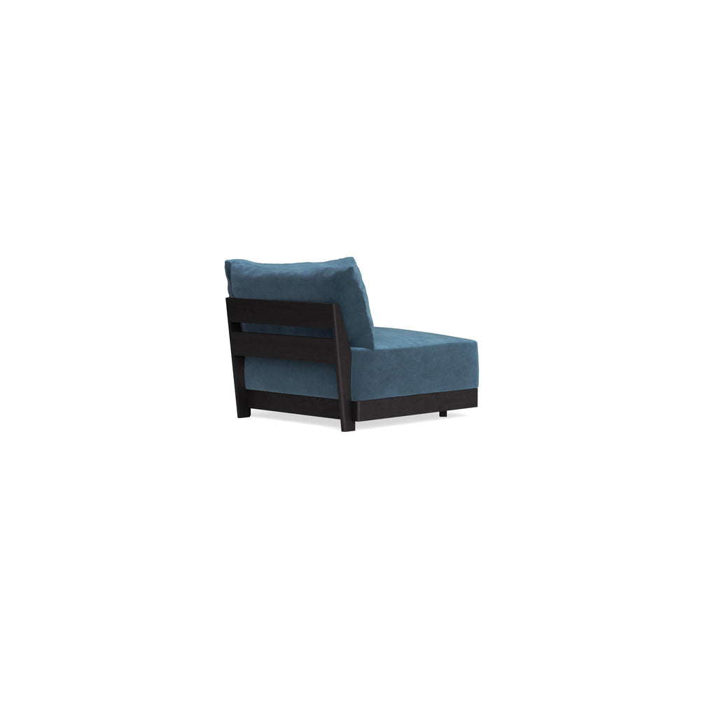Modular Bondi Black Corner Chair in Oxford Blue | Memory Foam Blend