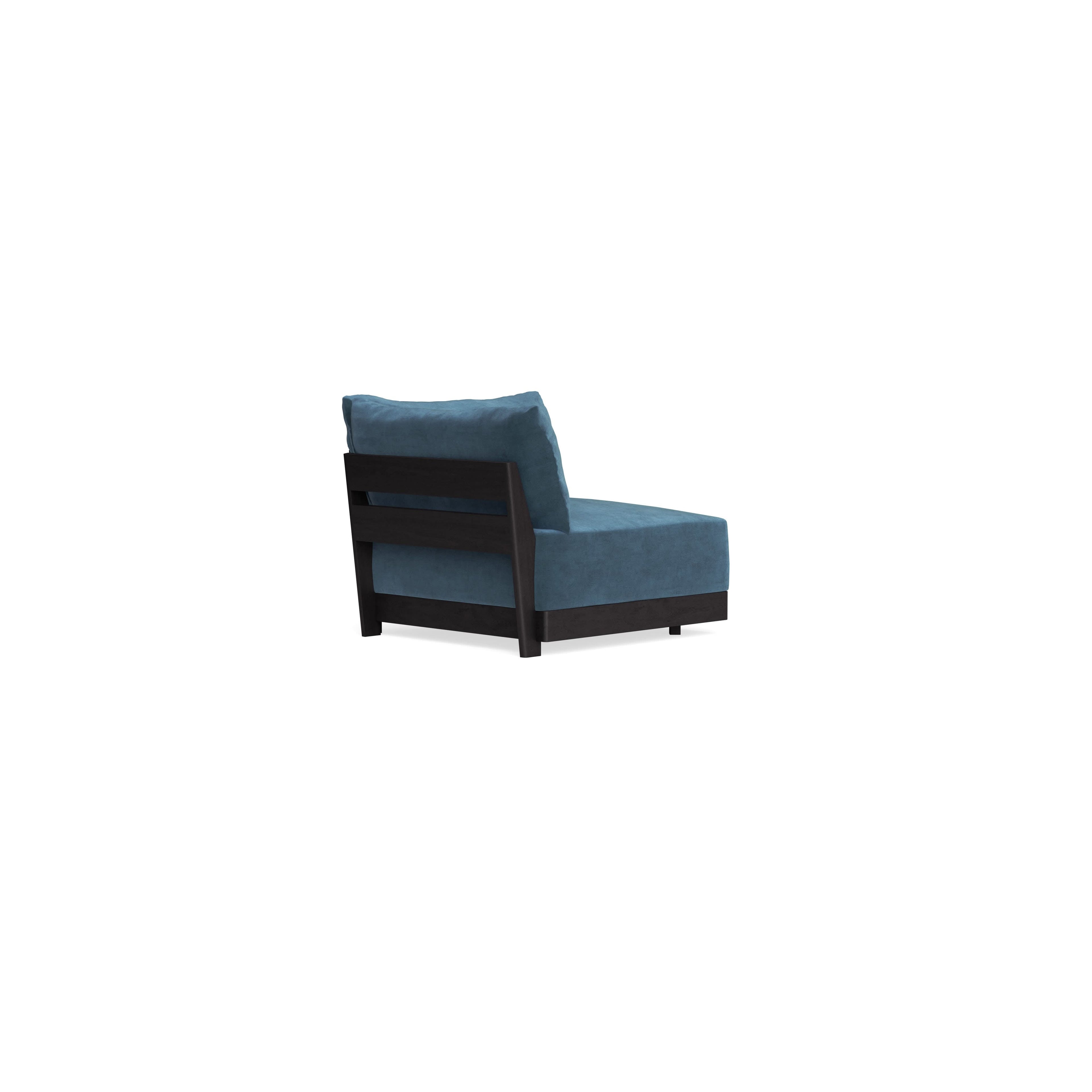 Modular Bondi Black Corner Chair in Oxford Blue | Memory Foam Blend