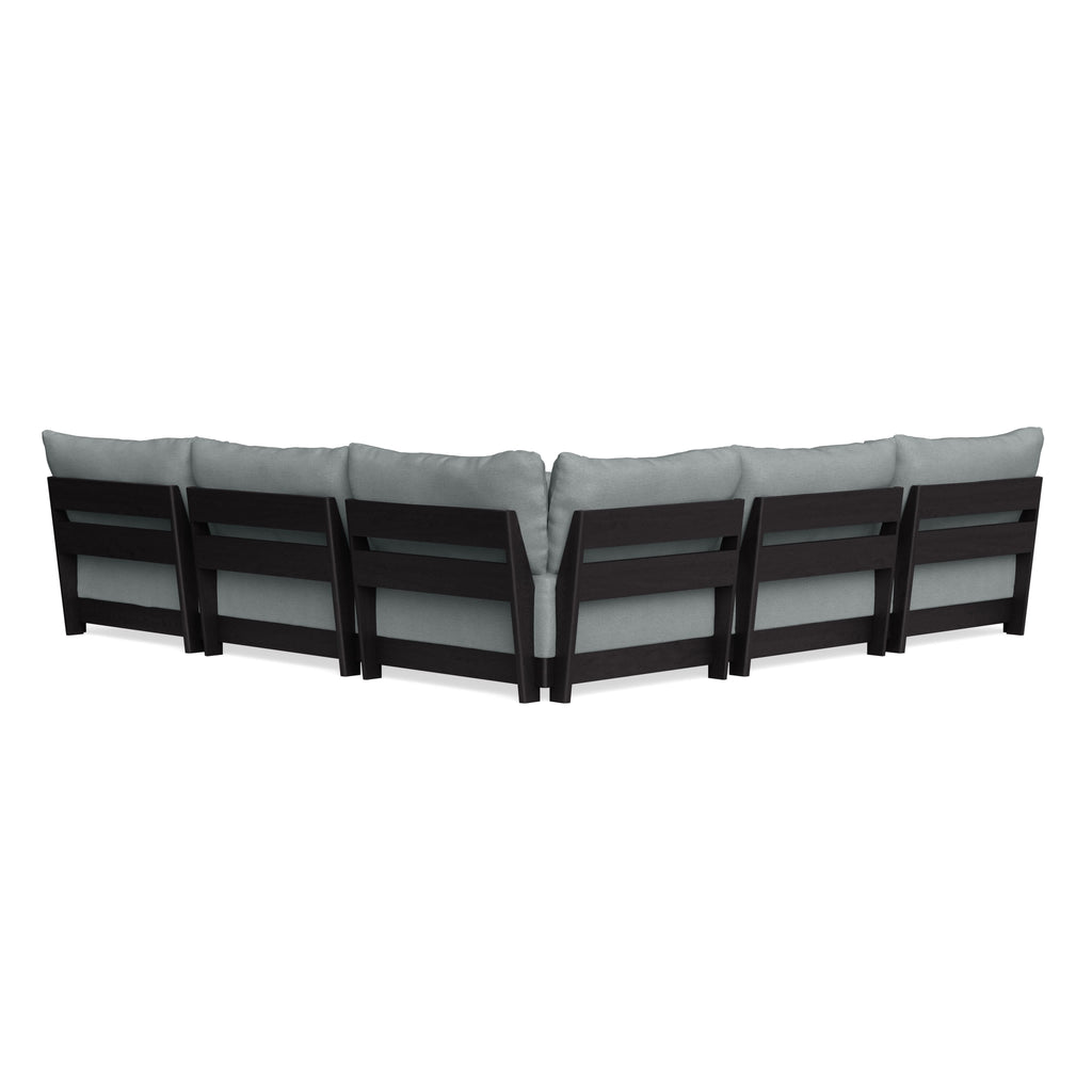 Modular Bondi Black 5-Seater Corner Sectional in Light Steel | Memory Foam Blend