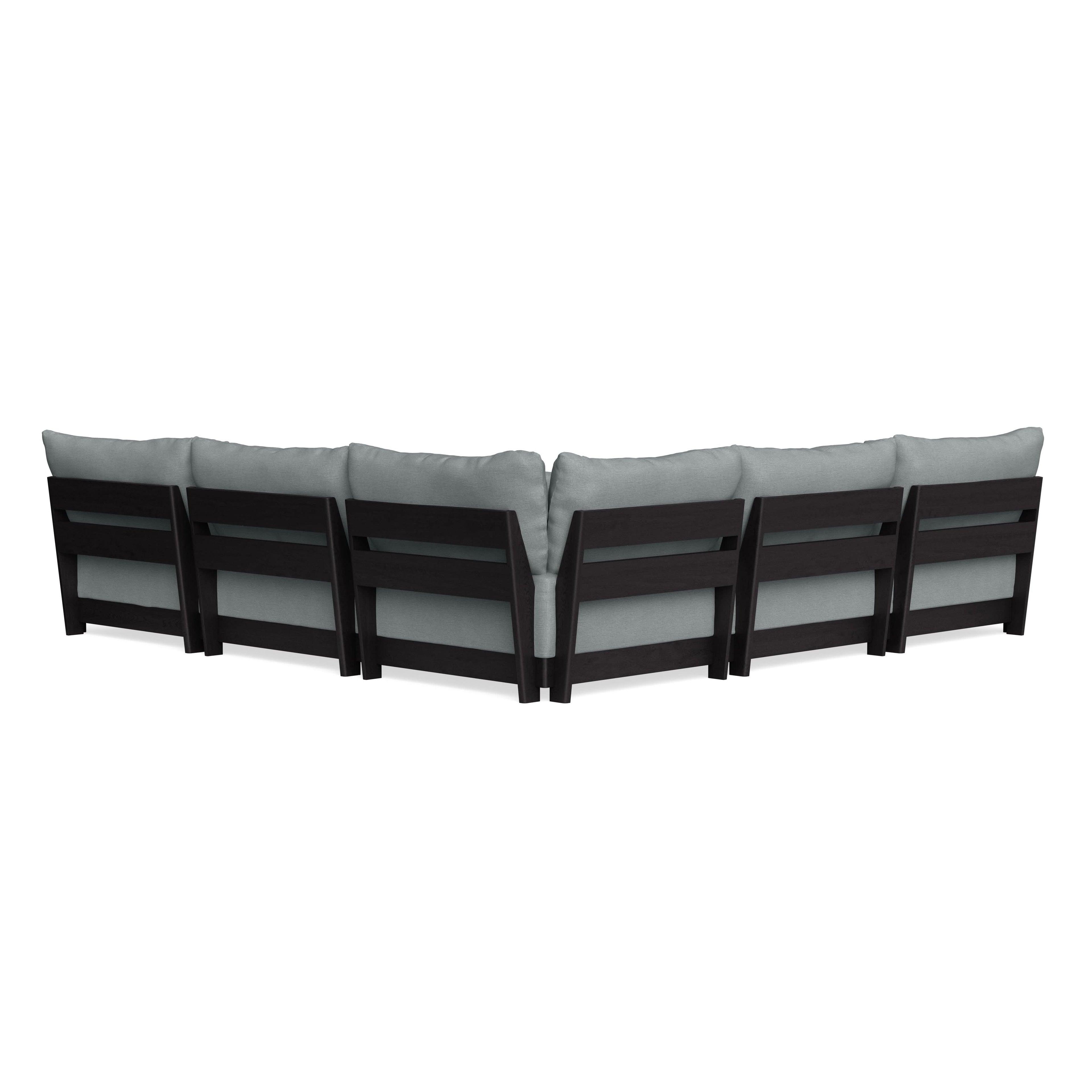 Modular Bondi Black 5-Seater Corner Sectional in Light Steel | Memory Foam Blend