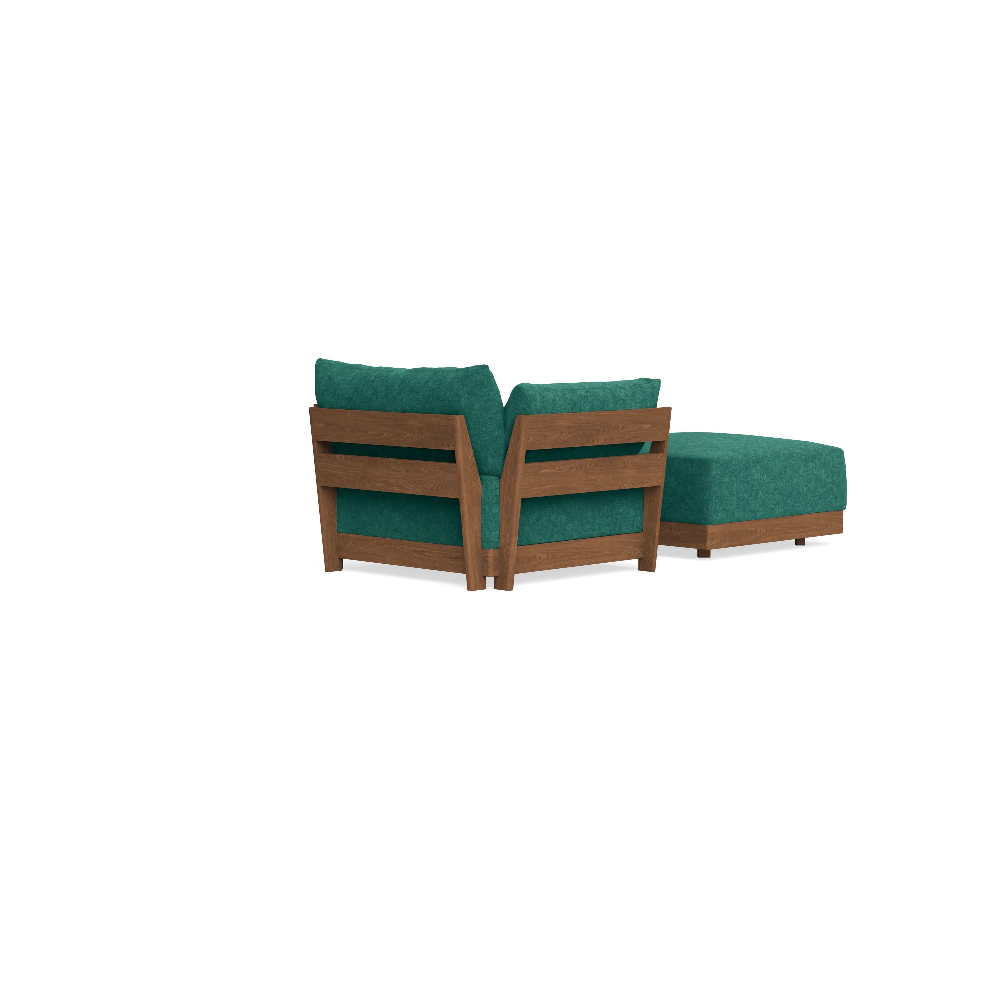 Modular Bondi Espresso Armchair + Ottoman in Jade Green | Memory Foam Blend