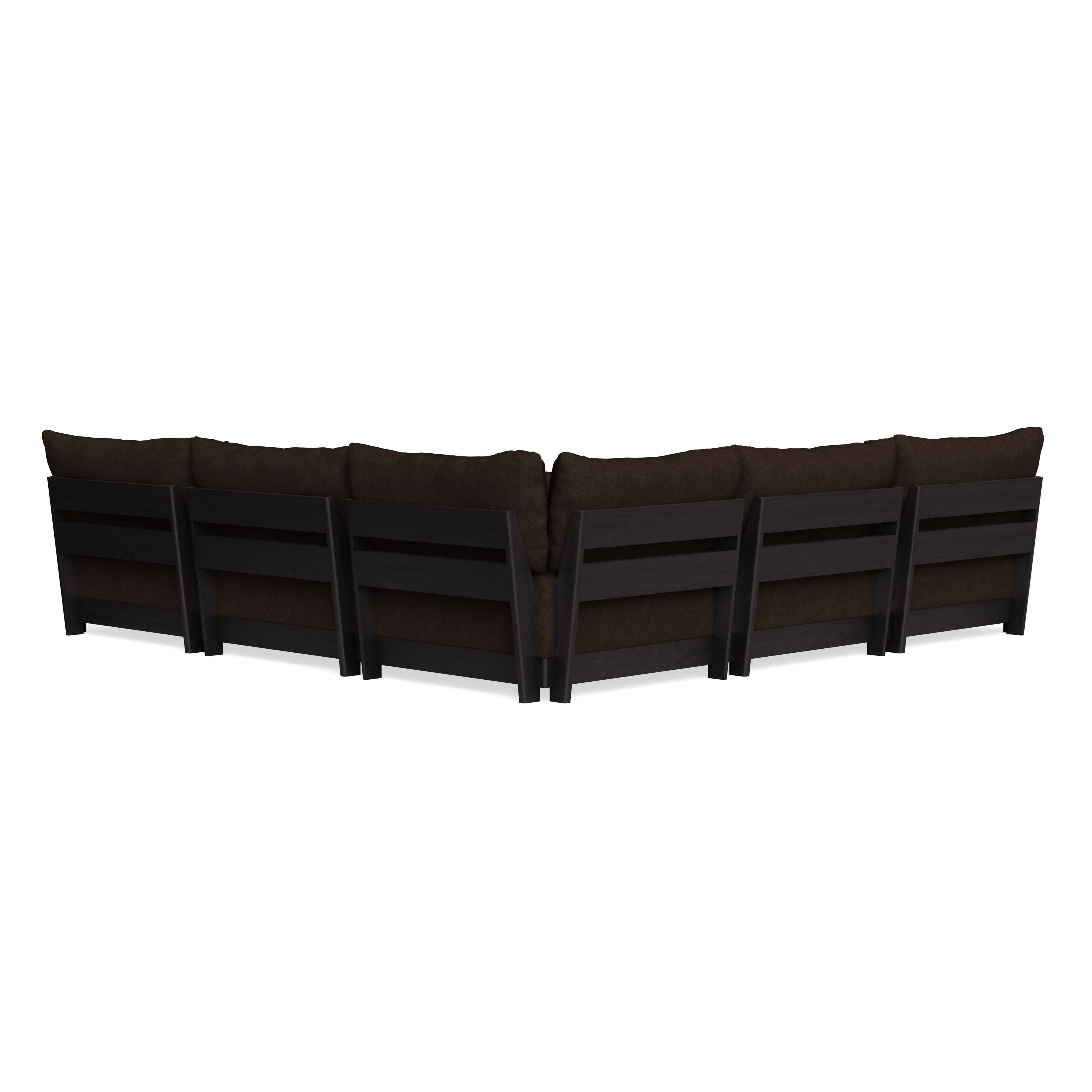 Modular Bondi Black 5-Seater Corner Sectional + Ottoman in Espresso | Classic Blend